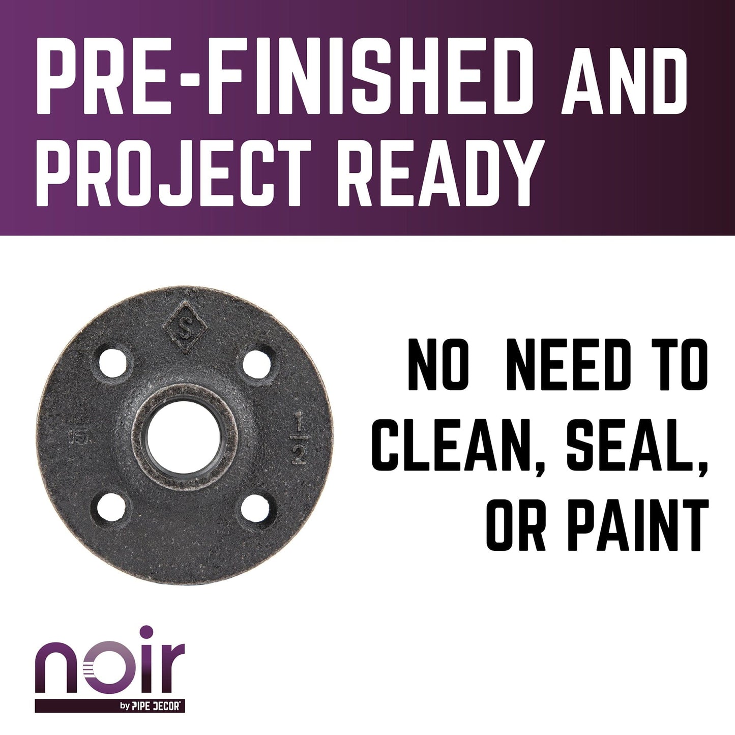 1/2 in. Prefinished Matte Black Floor Flange