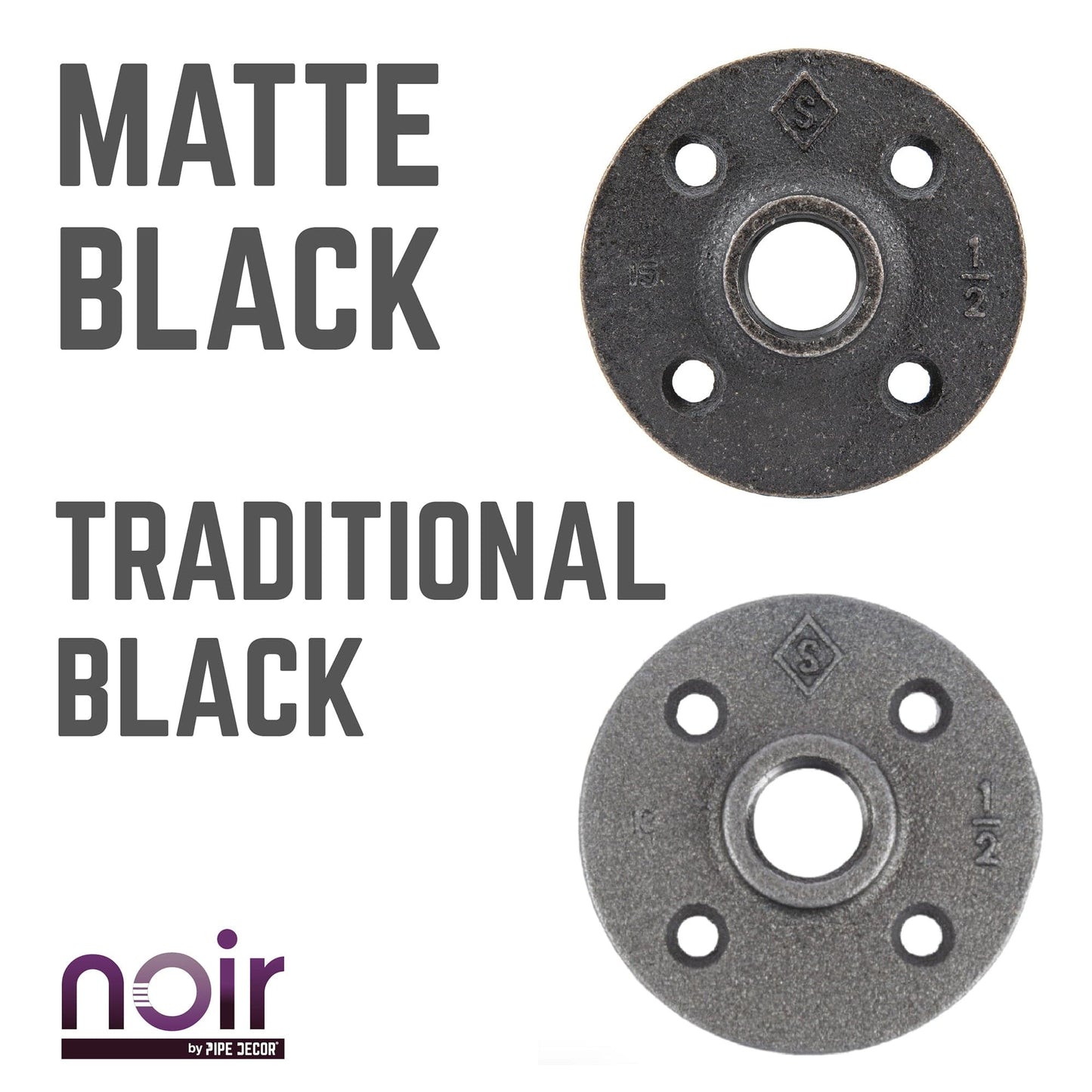 1/2 in. Prefinished Matte Black Floor Flange