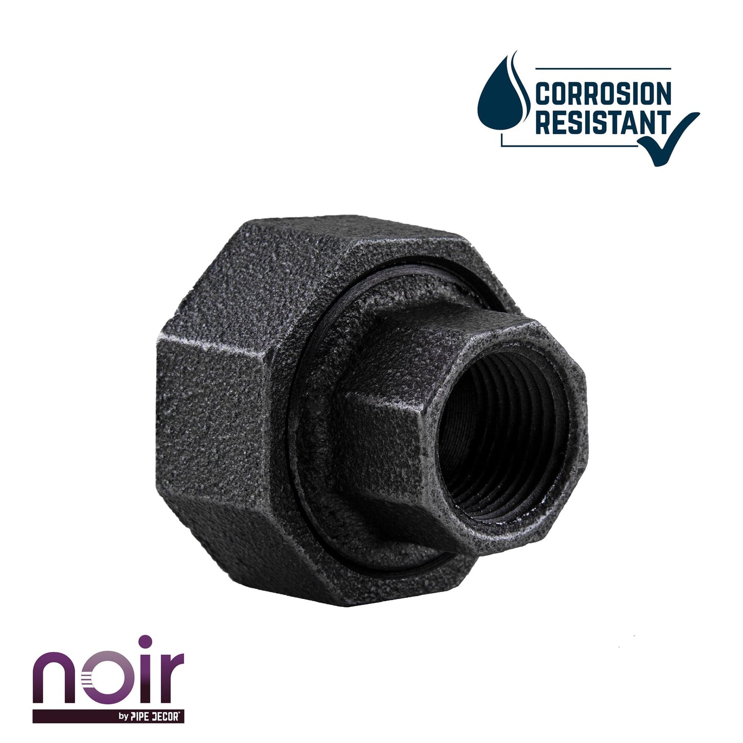 1/2 in. Prefinished Matte Black Union