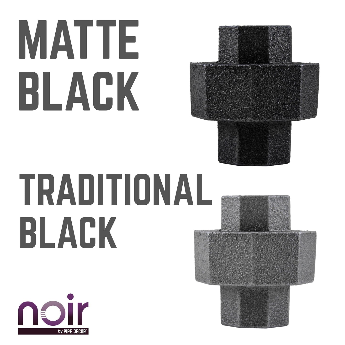 1/2 in. Prefinished Matte Black Union