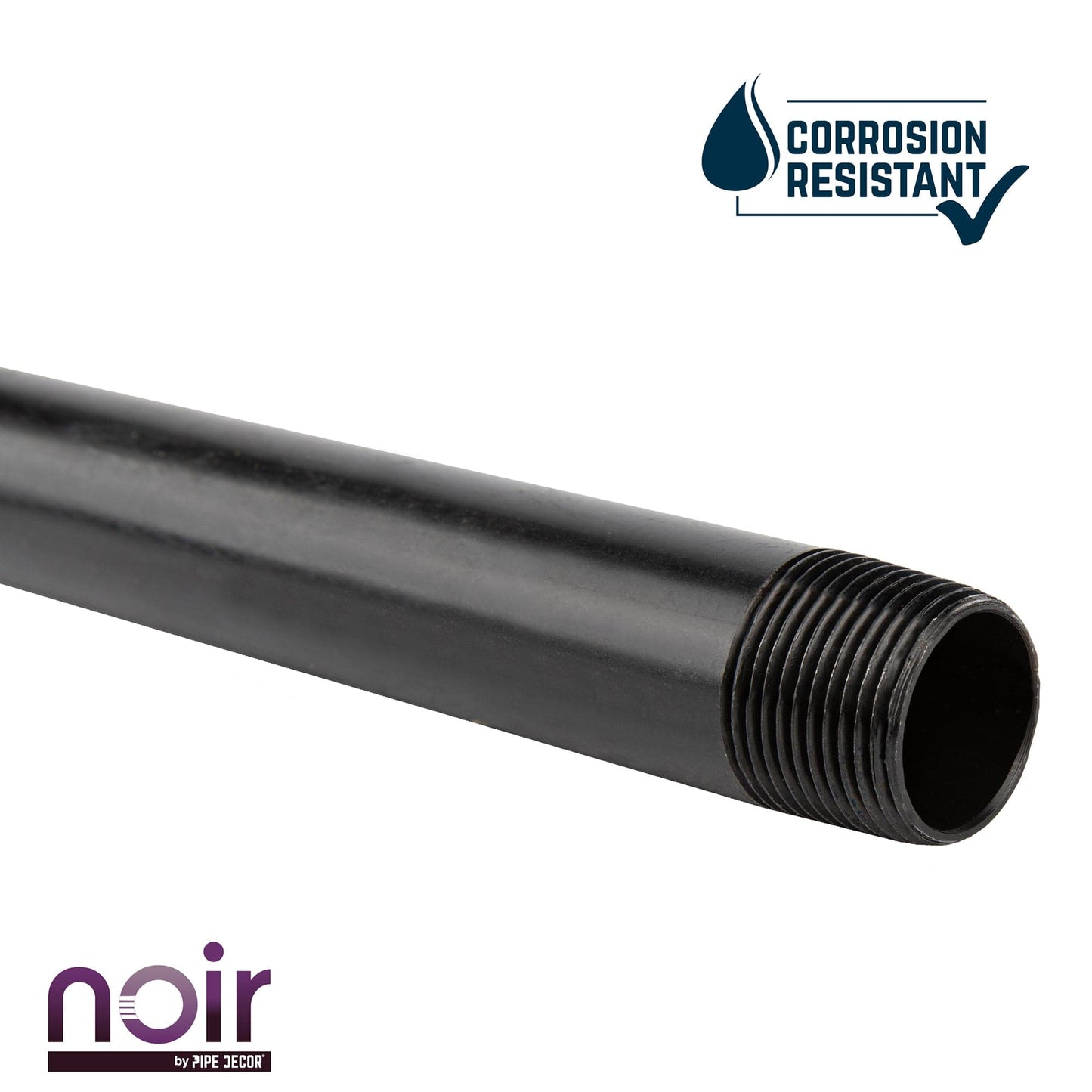 1/2 in. x 1 1/2 in. Prefinished Matte Black Pipe