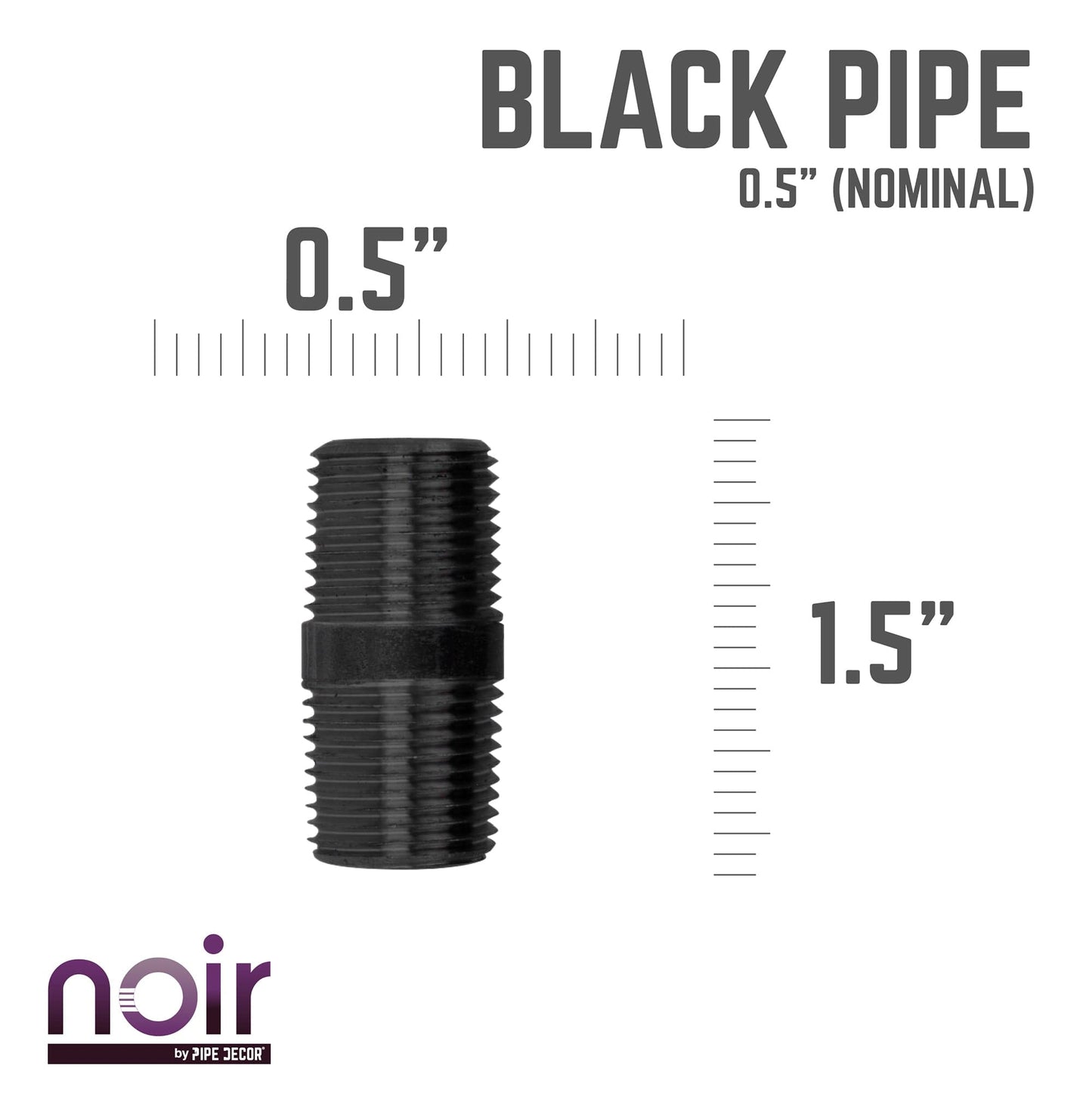 1/2 in. x 1 1/2 in. Prefinished Matte Black Pipe
