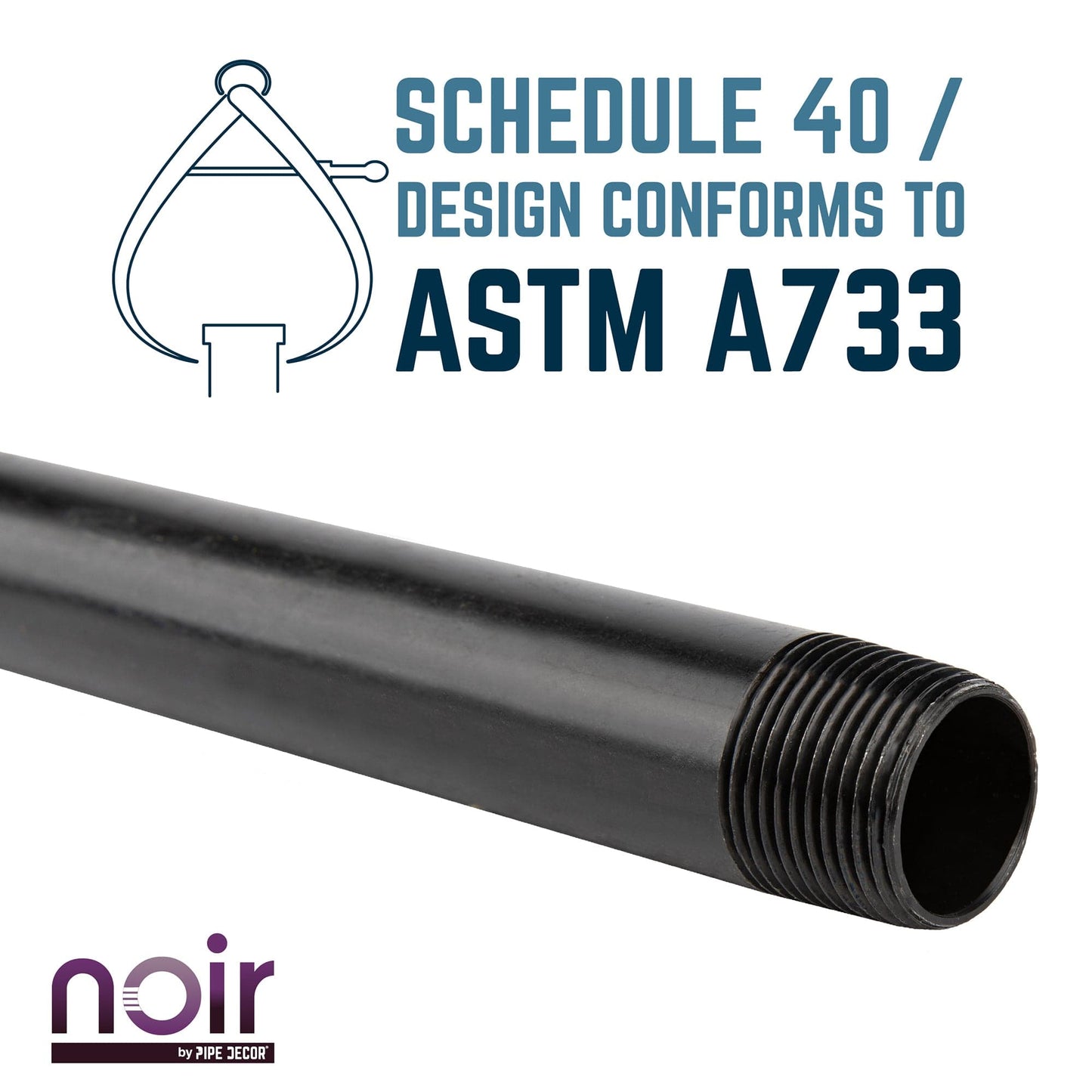 1/2 in. x 12 in. Prefinished Matte Black Pipe