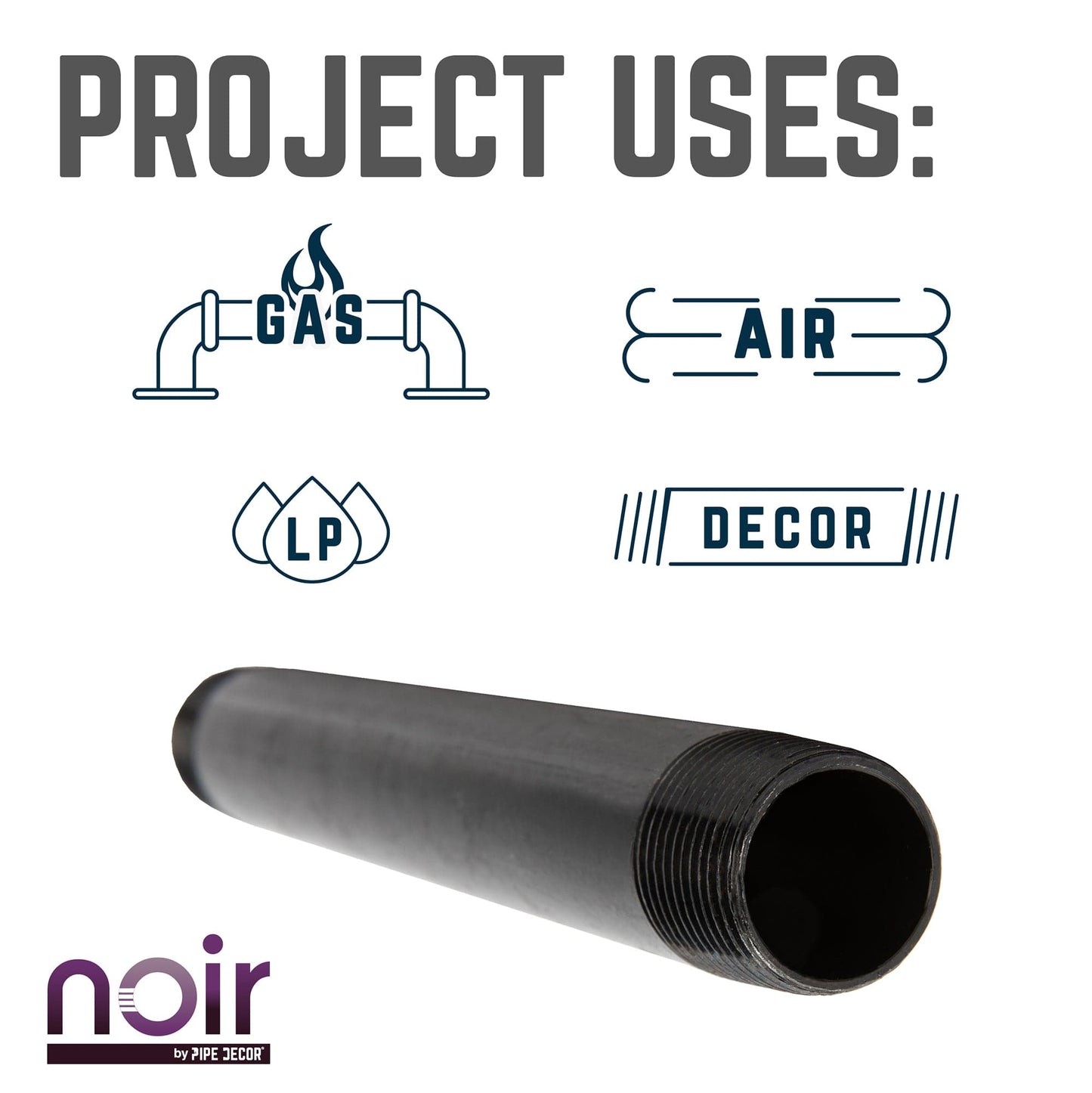 1/2 in. x 12 in. Prefinished Matte Black Pipe