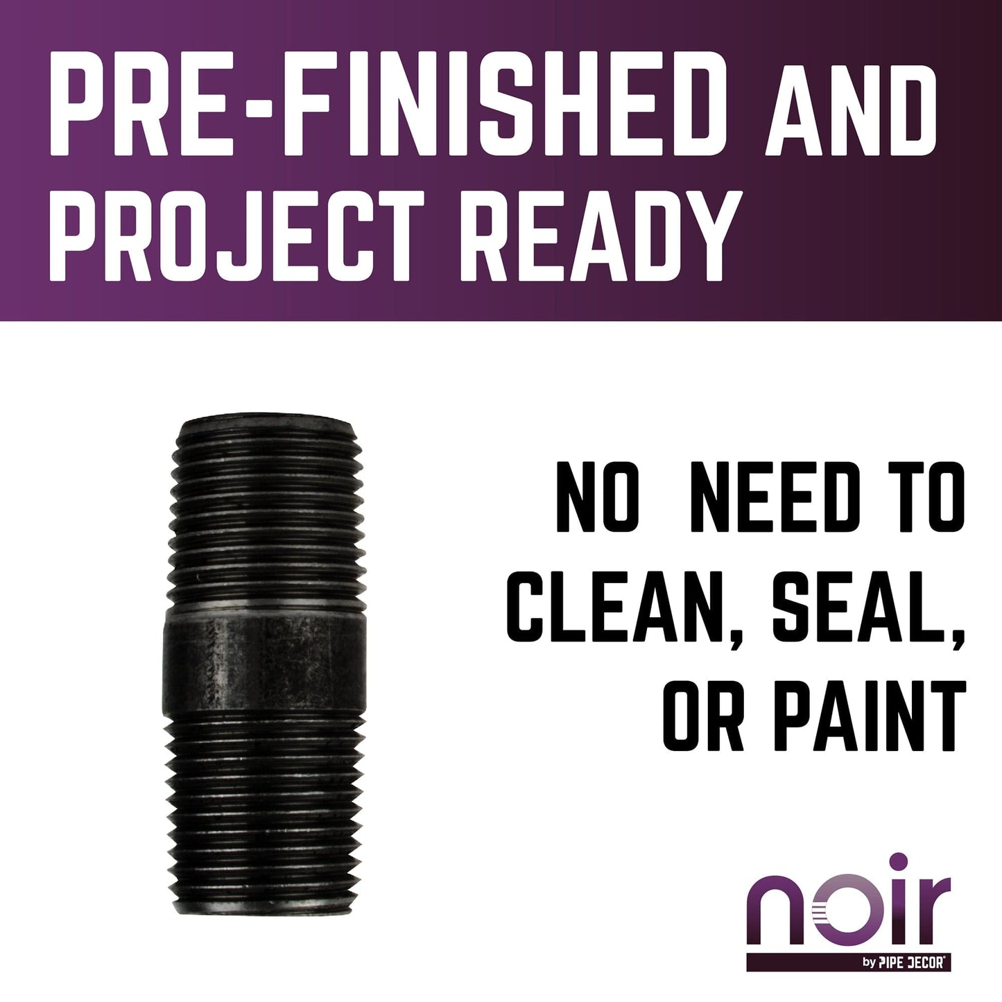 1/2 in. x 2 in. Prefinished Matte Black Pipe