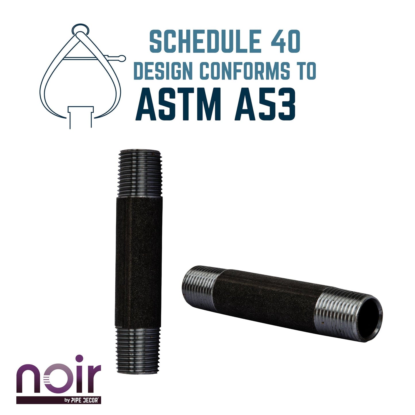 1/2 in. x 4 in. Prefinished Matte Black Pipe