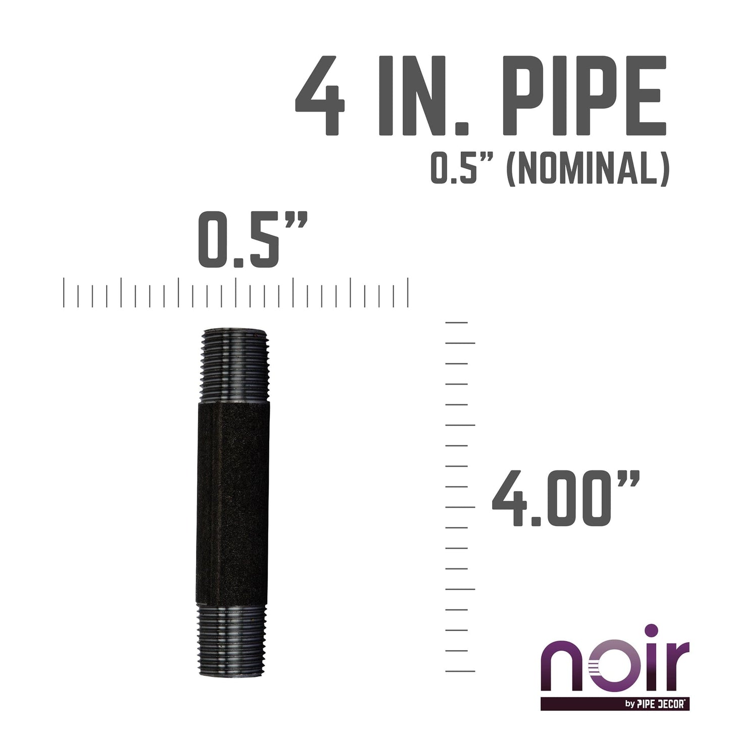 1/2 in. x 4 in. Prefinished Matte Black Pipe