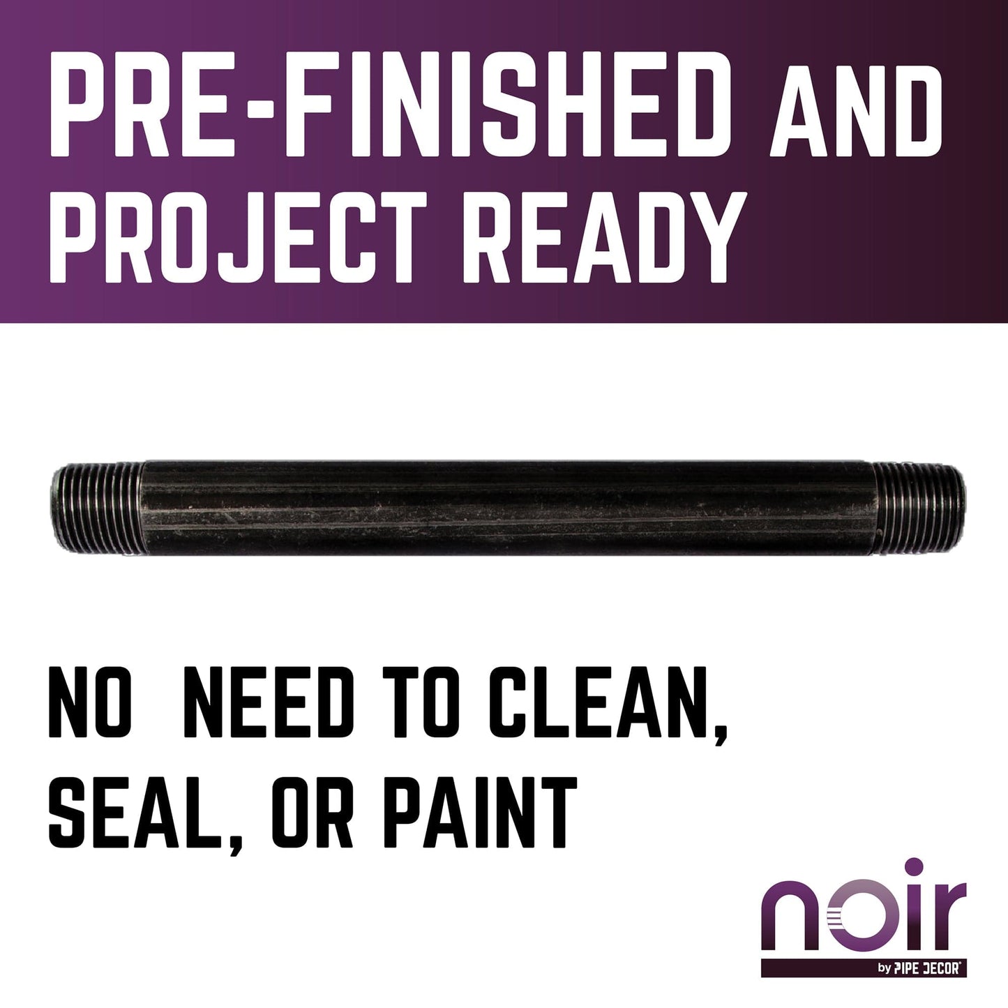 1/2 in. x 8 in. Prefinished Matte Black Pipe