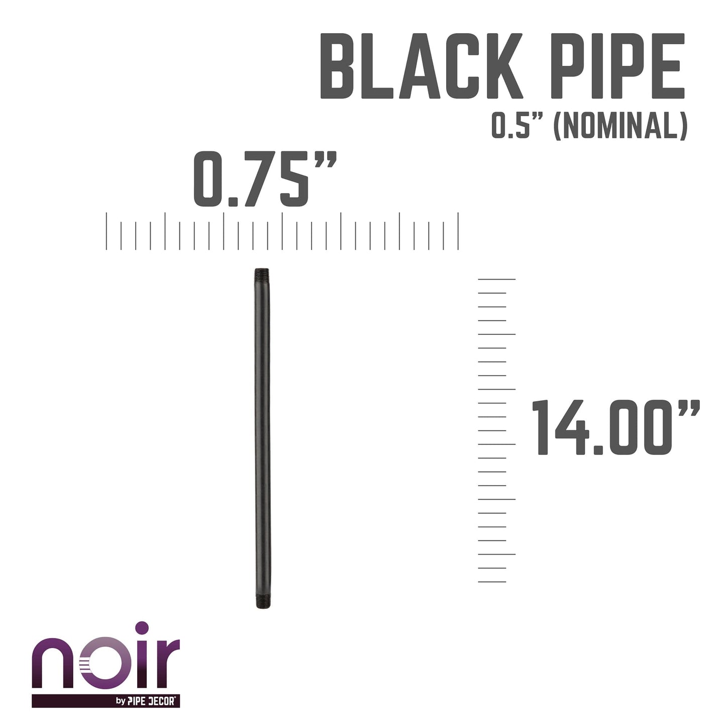 1/2 in. x 14 in. Prefinished Matte Black Pipe