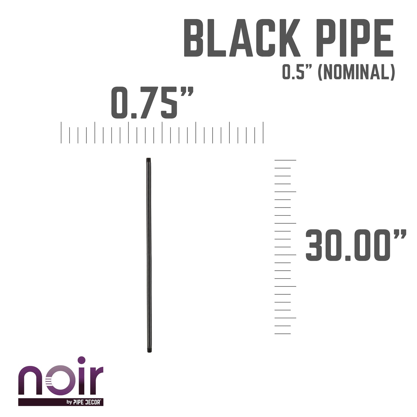1/2 in. x 30 in. Prefinished Matte Black Pipe