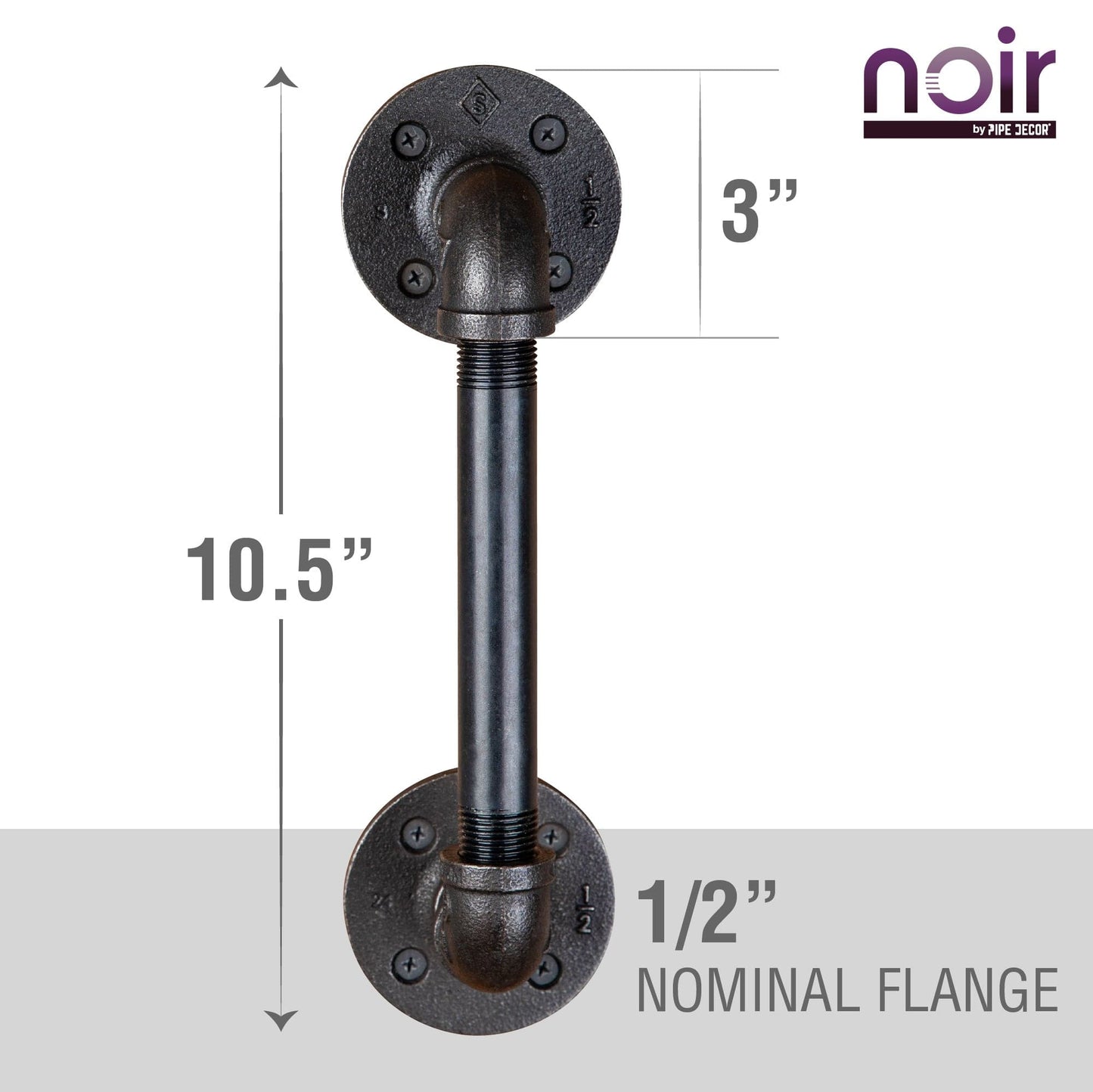 1/2 in. x 6 in. Noir Black Barn Door Handle - 10.5 in. L