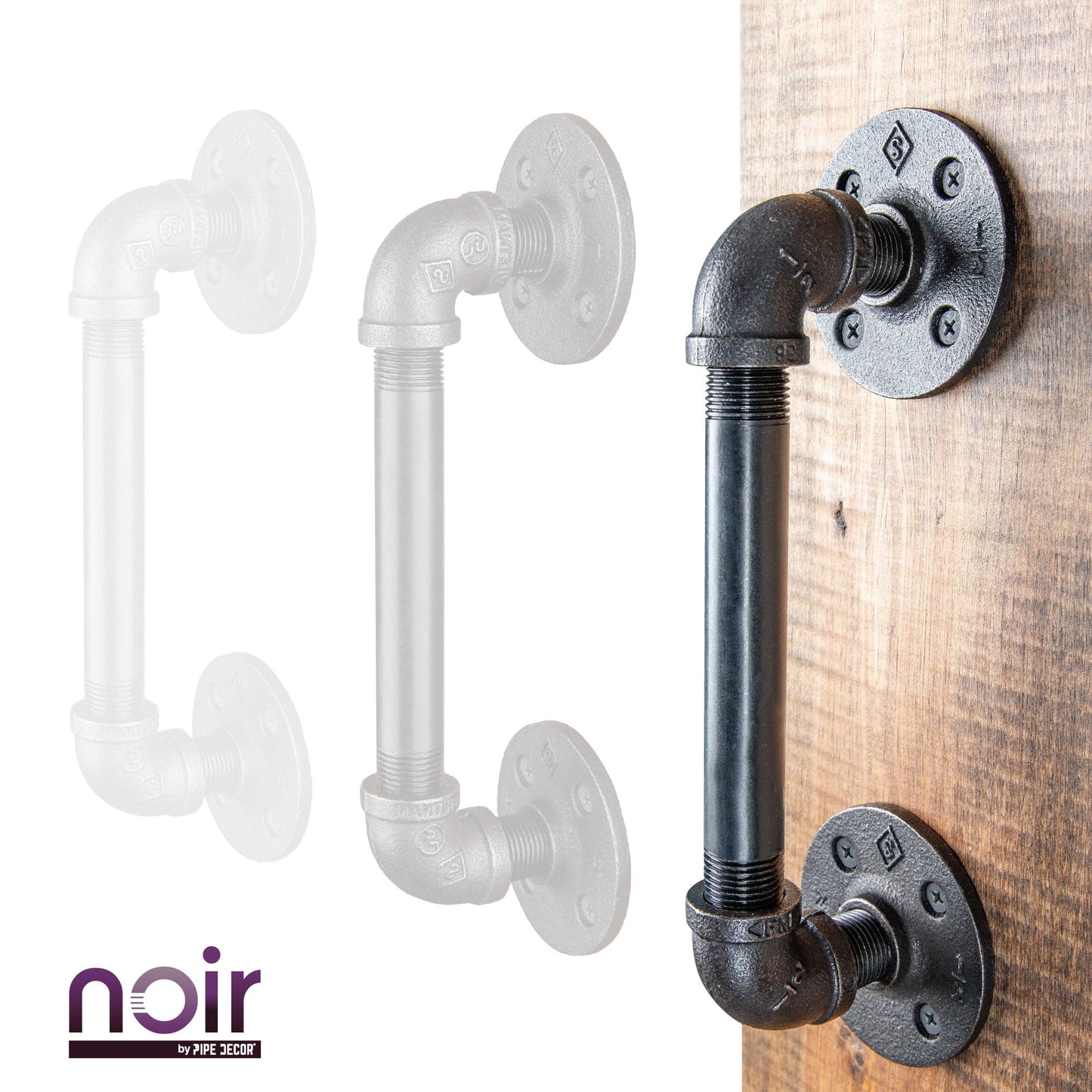 1/2 in. x 6 in. Noir Black Barn Door Handle - 10.5 in. L