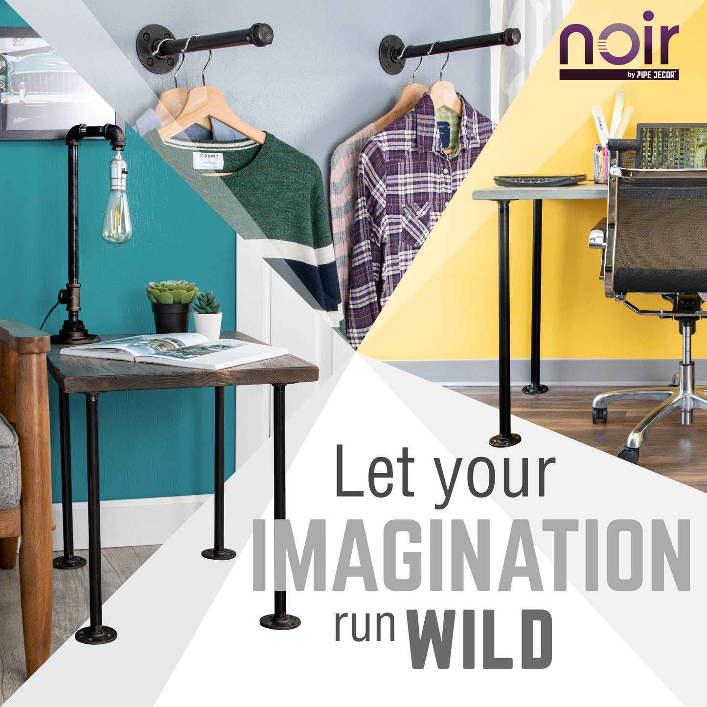 1/2 in. x 6 in. Noir Black Barn Door Handle - 10.5 in. L