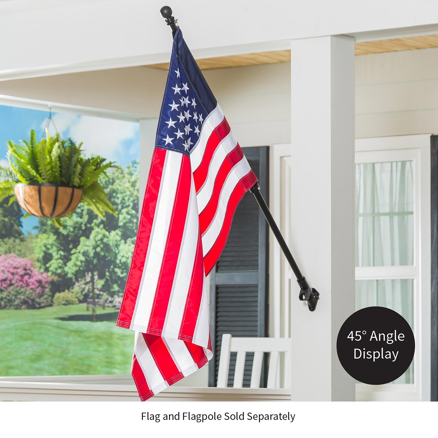 2-Position Cast Iron House Flag Bracket, Black