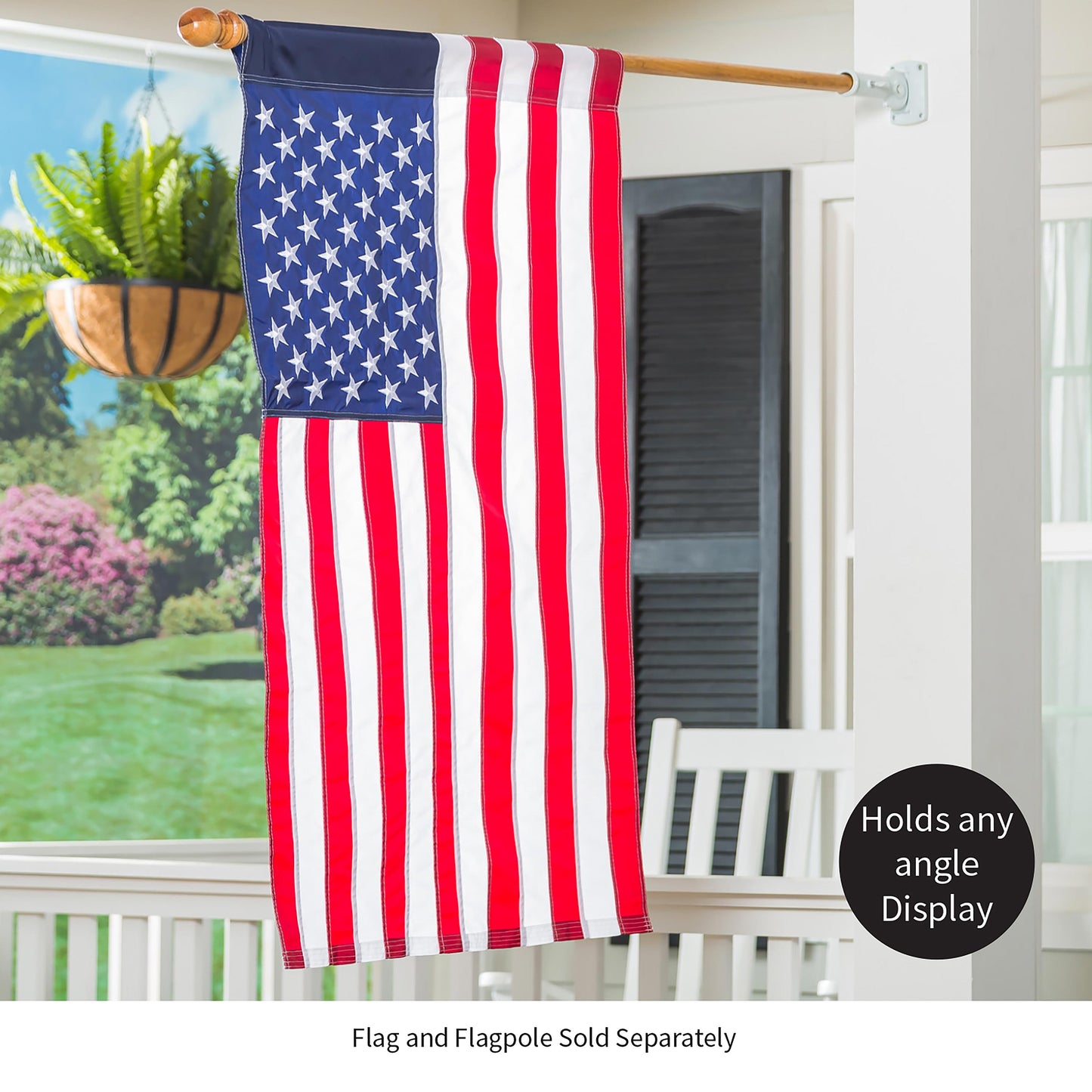 Adjustable Aluminum House Flag Bracket, White Finish