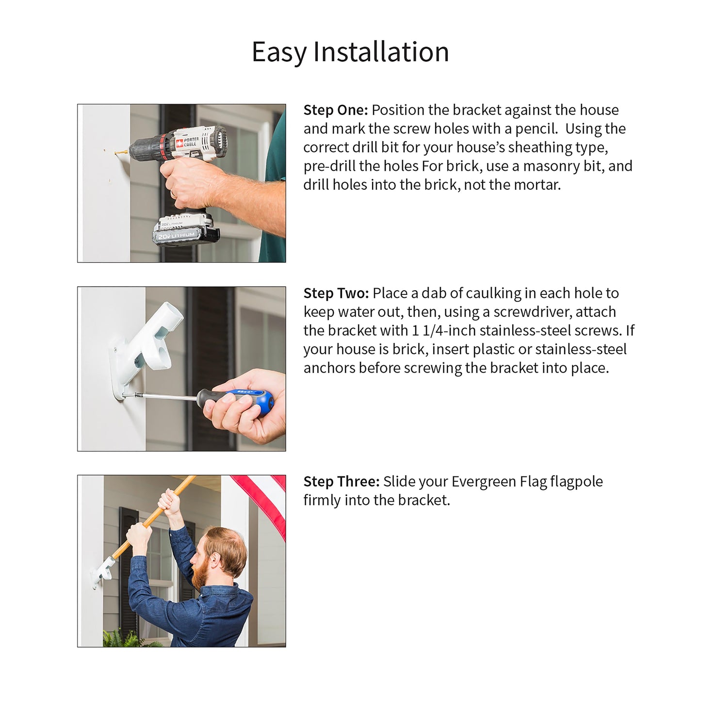 2-Position Cast Iron House Flag Bracket, White