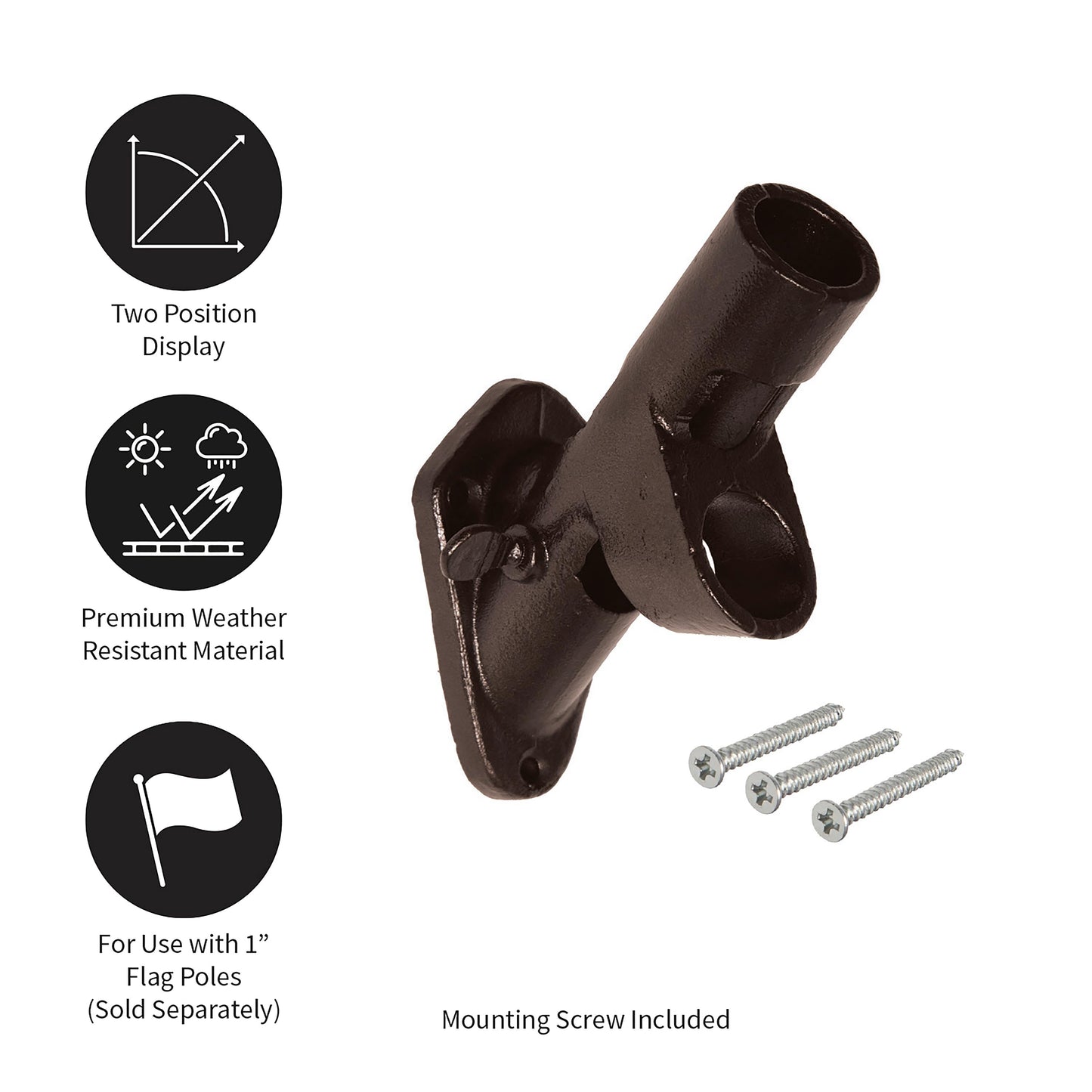 2-Position Cast Iron House Flag Bracket, Bronze