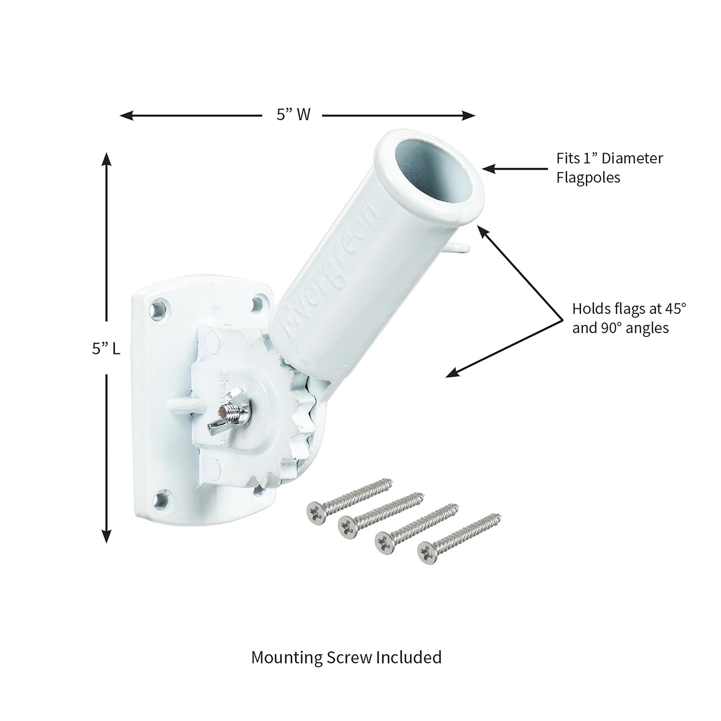 Adjustable Aluminum House Flag Bracket, White Finish