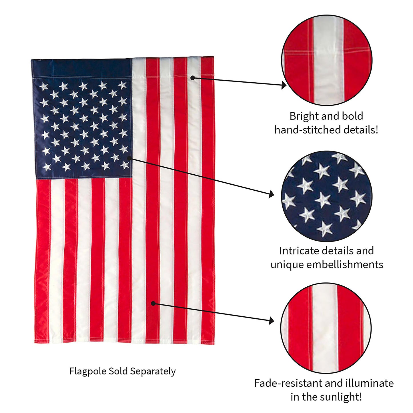 American Flag, Applique Estate Size