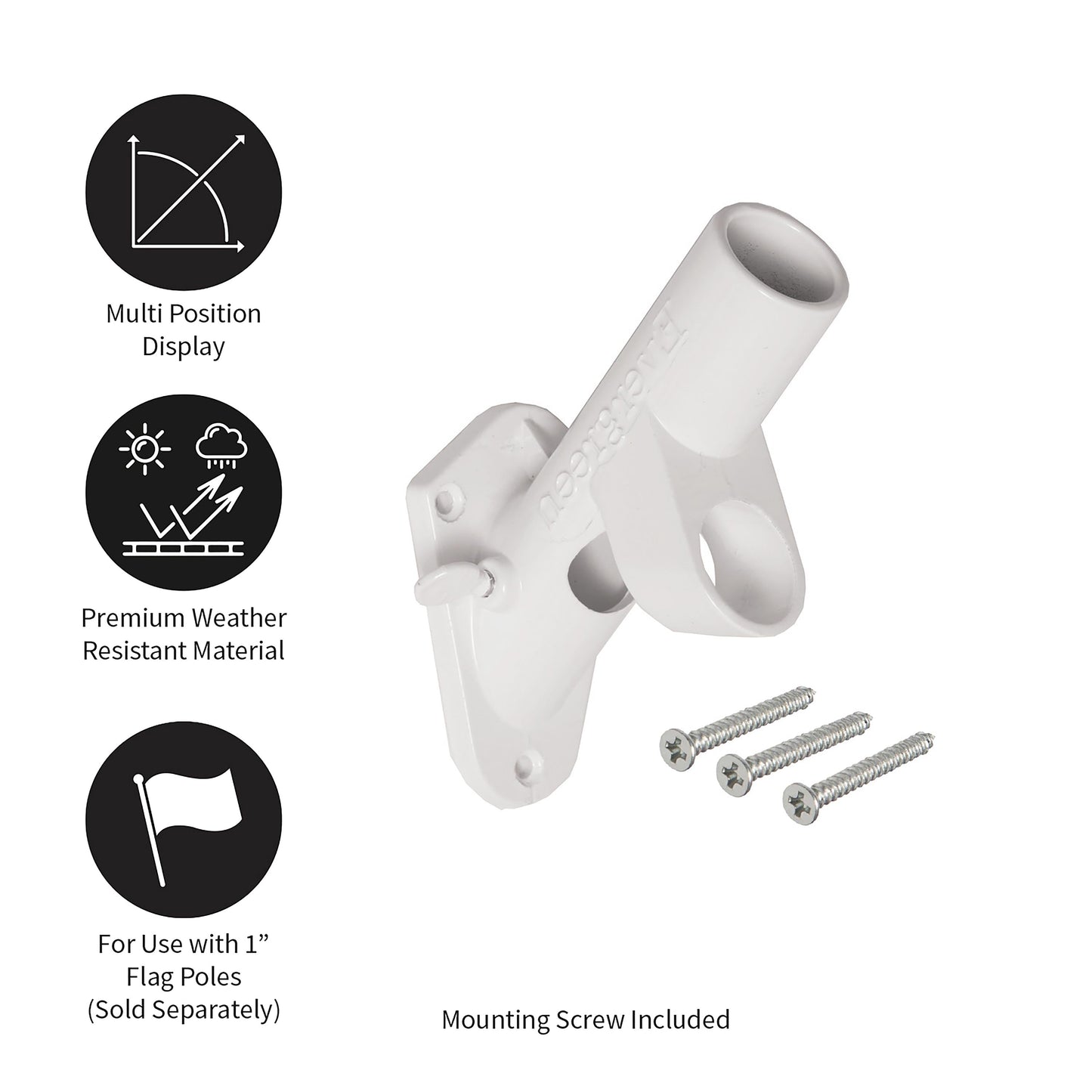 2-Position Aluminum House Flag Bracket, White Finish