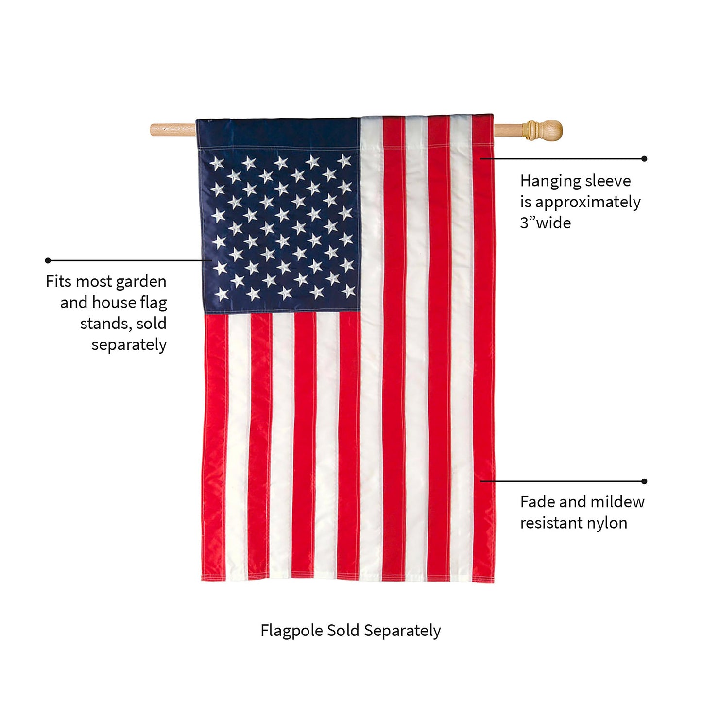 American Flag, Applique Estate Size
