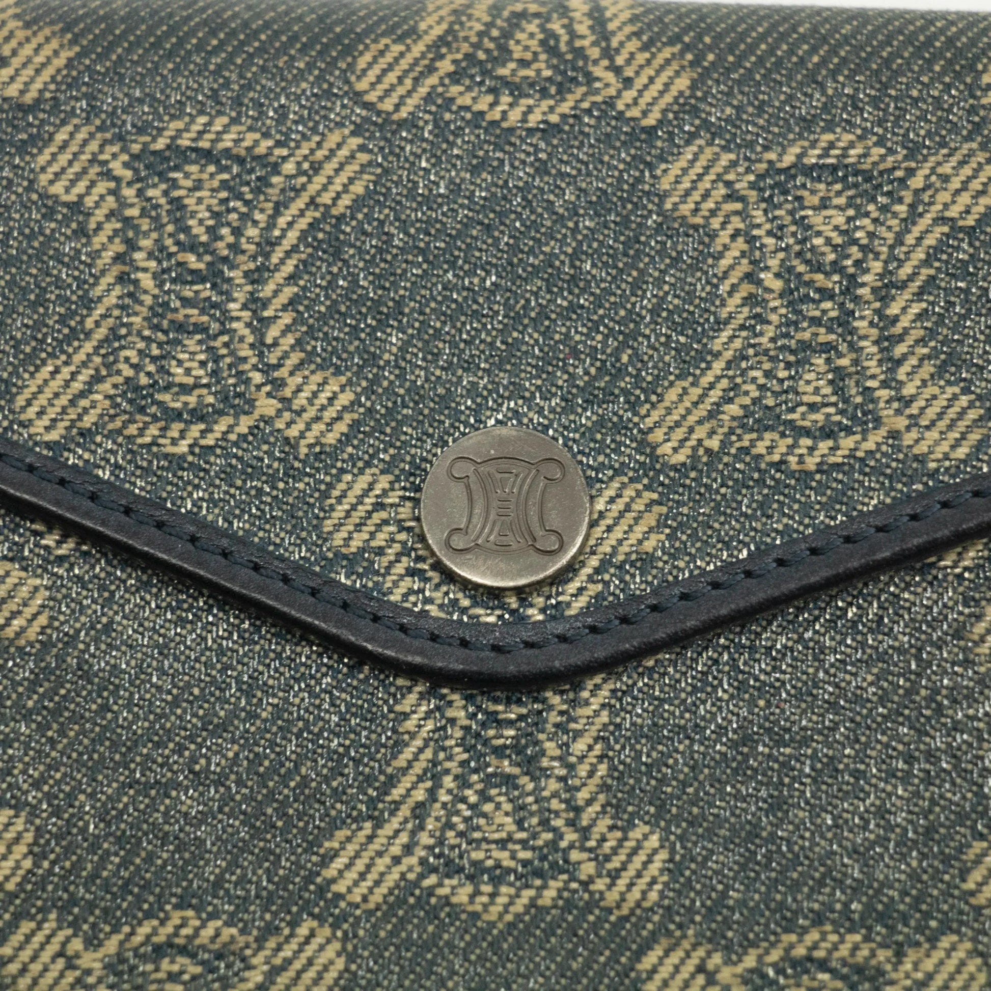 Celine Triomphe Canvas Blue and Grey Fine Strap Wallet #3962