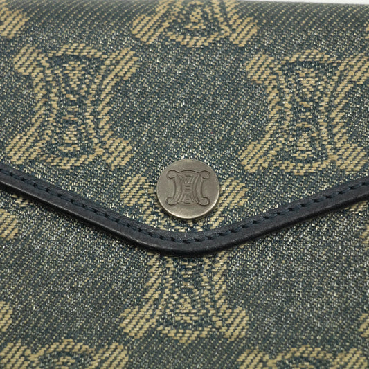Celine Triomphe Canvas Blue and Grey Fine Strap Wallet #3962