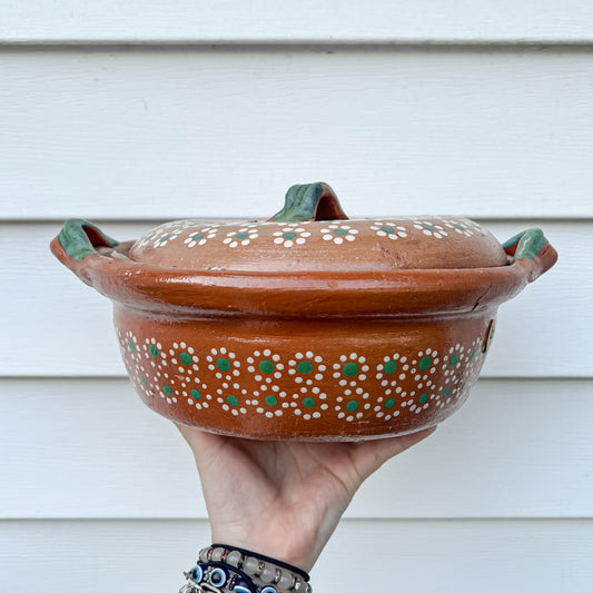 Traditional Mexican Barro Pot 500mL Green Handles