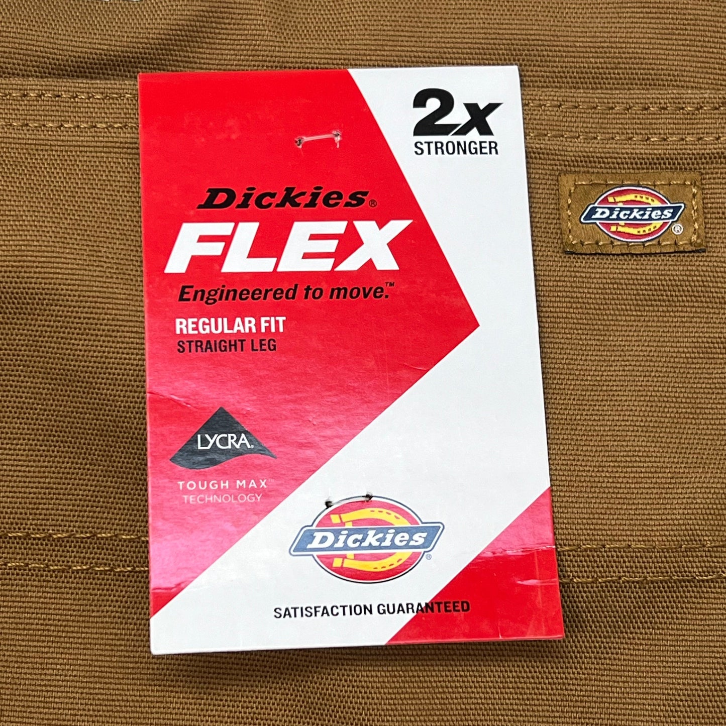 DICKIES Flex Regular Fit Double Knee Pant Men's Sz 42X32 Stonewashed Brown Duck