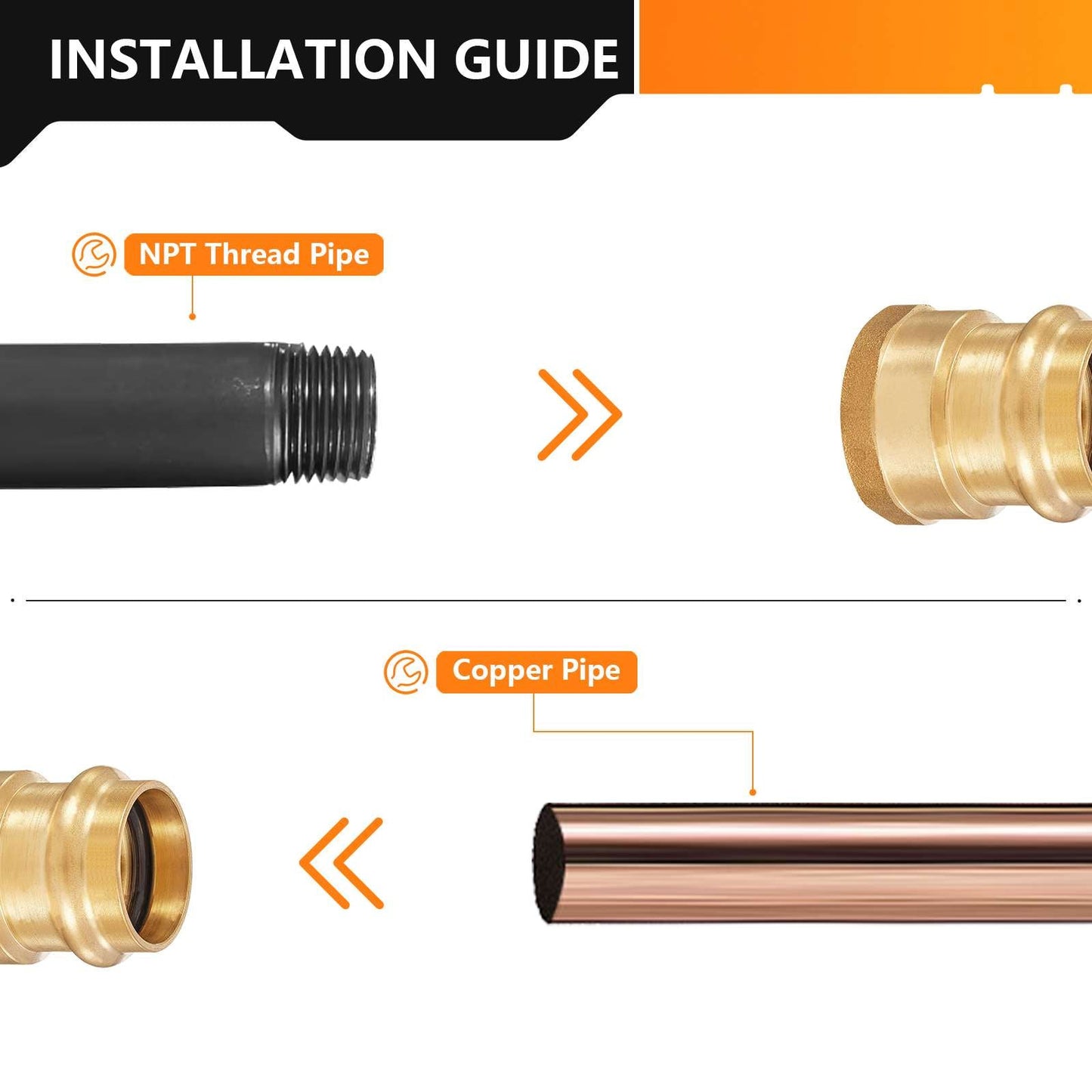 1" Press x 1" Female Brass Adapter (Lead Free)