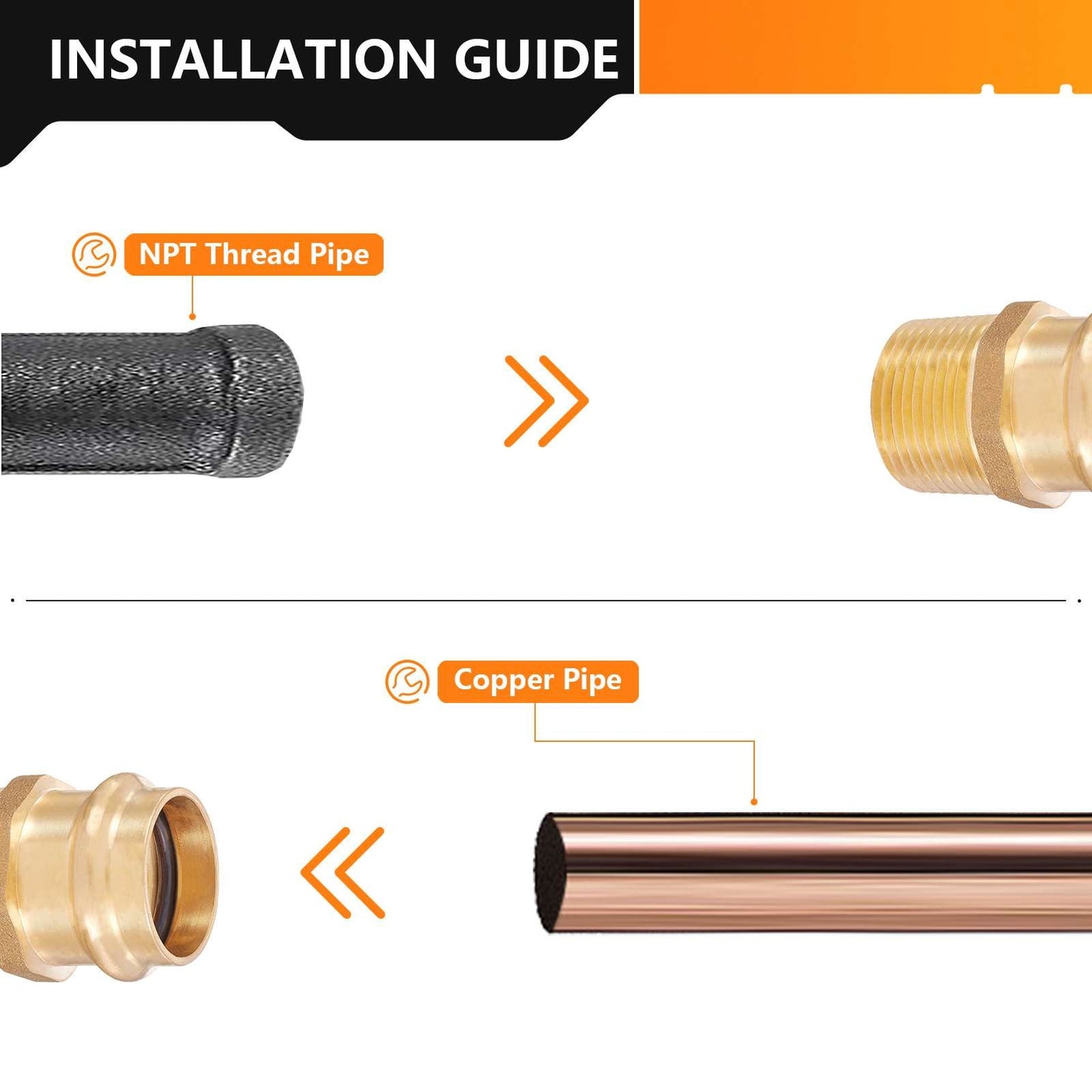 1" Press x 1" Male Brass Adapter (Lead Free)