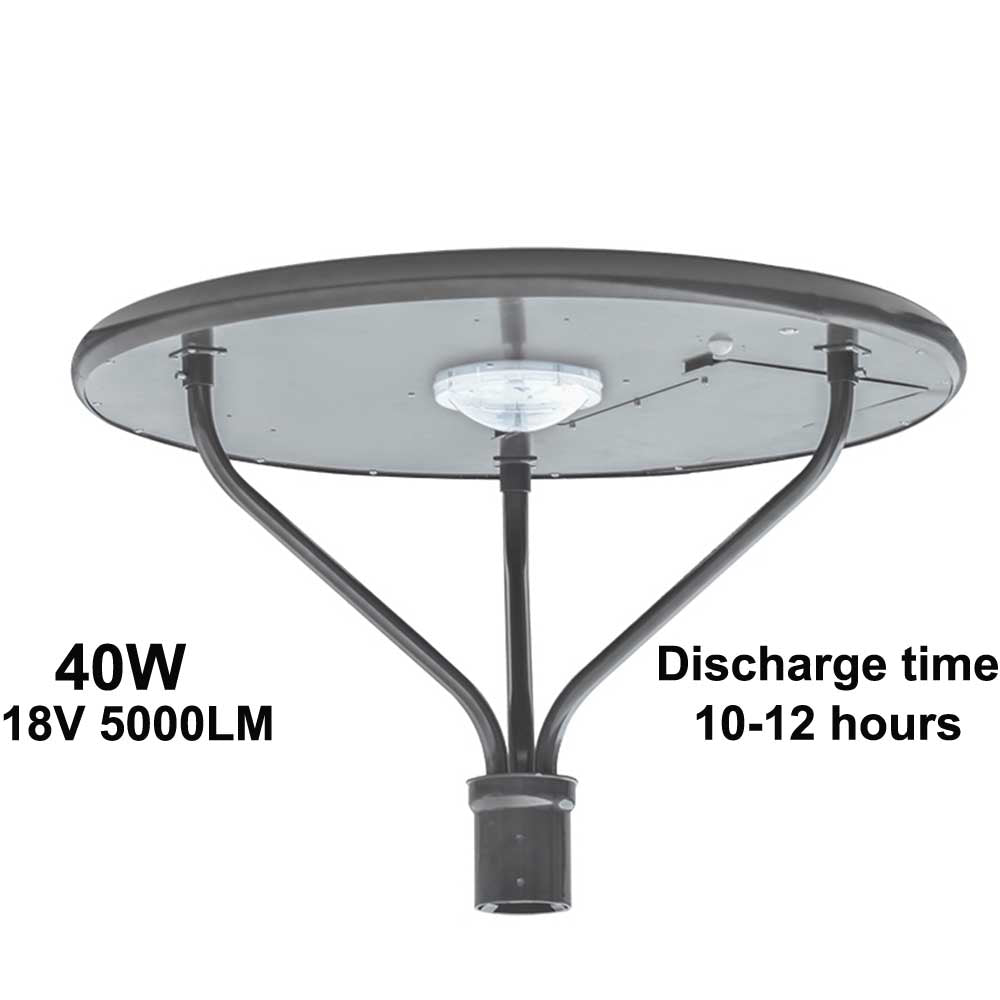 LED Solar Post Light with PIR sensor and Time Controller 40W 5000LM 5000K Daylight Solar Powered IP65 Waterproof for Lawn Patio Yard Pathway Garden Lighting