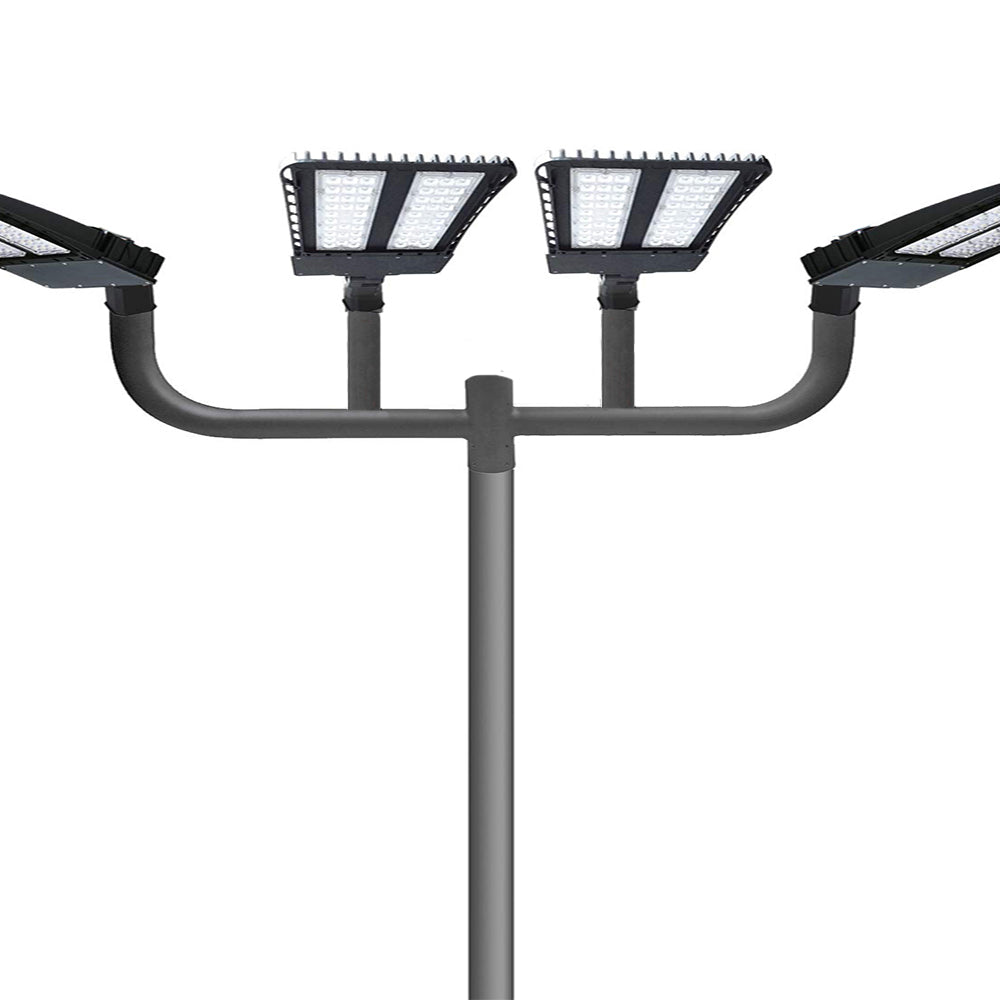 Quad Bullhorn Bracket with 4 Arms Inline, Pole Top Mount Bullhorn Tenon Adapter for 4 2-3/8 inches Slip Fitter Light Fixture,Bottom Portion 3 inches