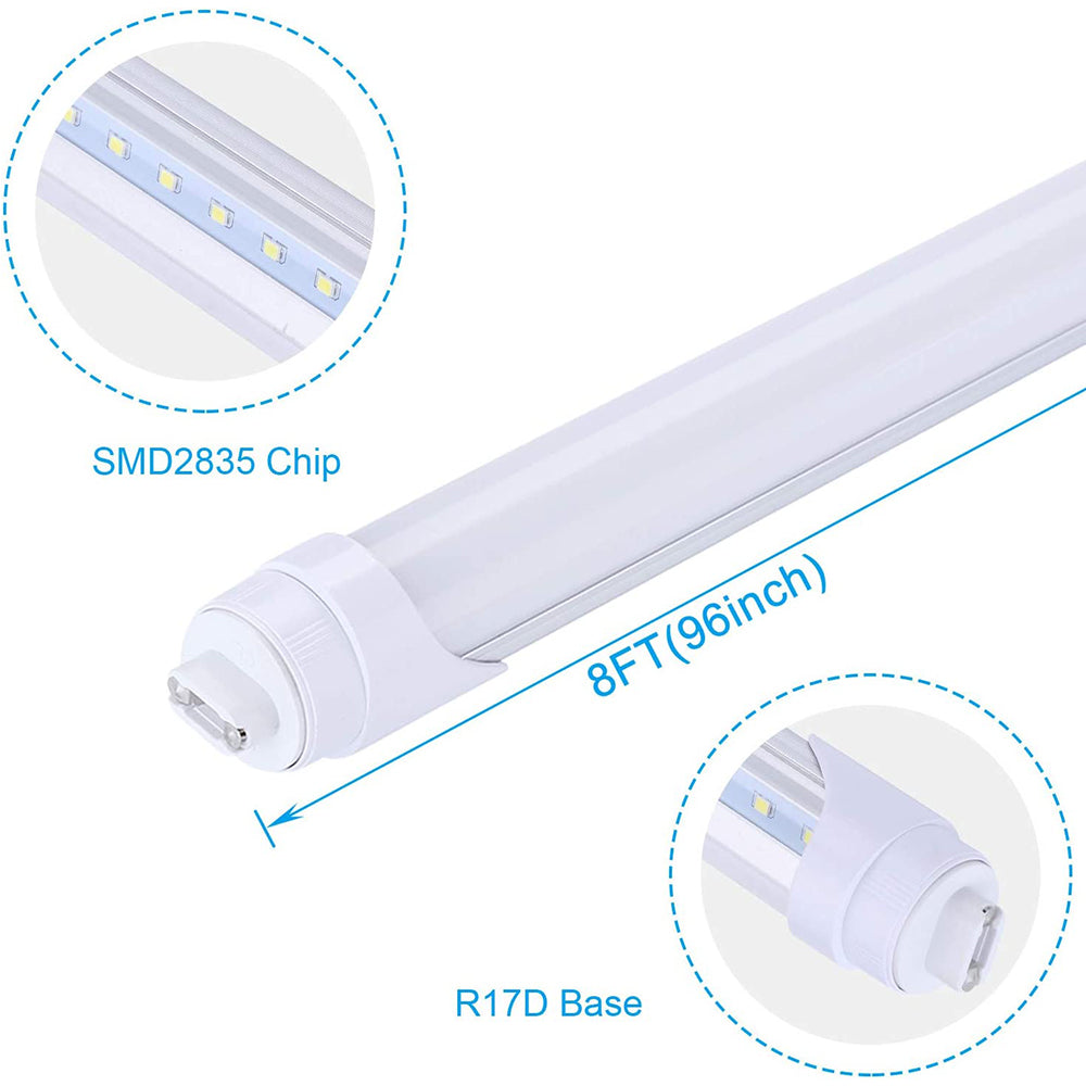 R17d/HO 8 FT Led Bulb Tube Light 40W 4000K 5000K 6000K Replacement 100W T8 T12 Fluorescent Lamp Shop Lights ETL DLC 25 Pack