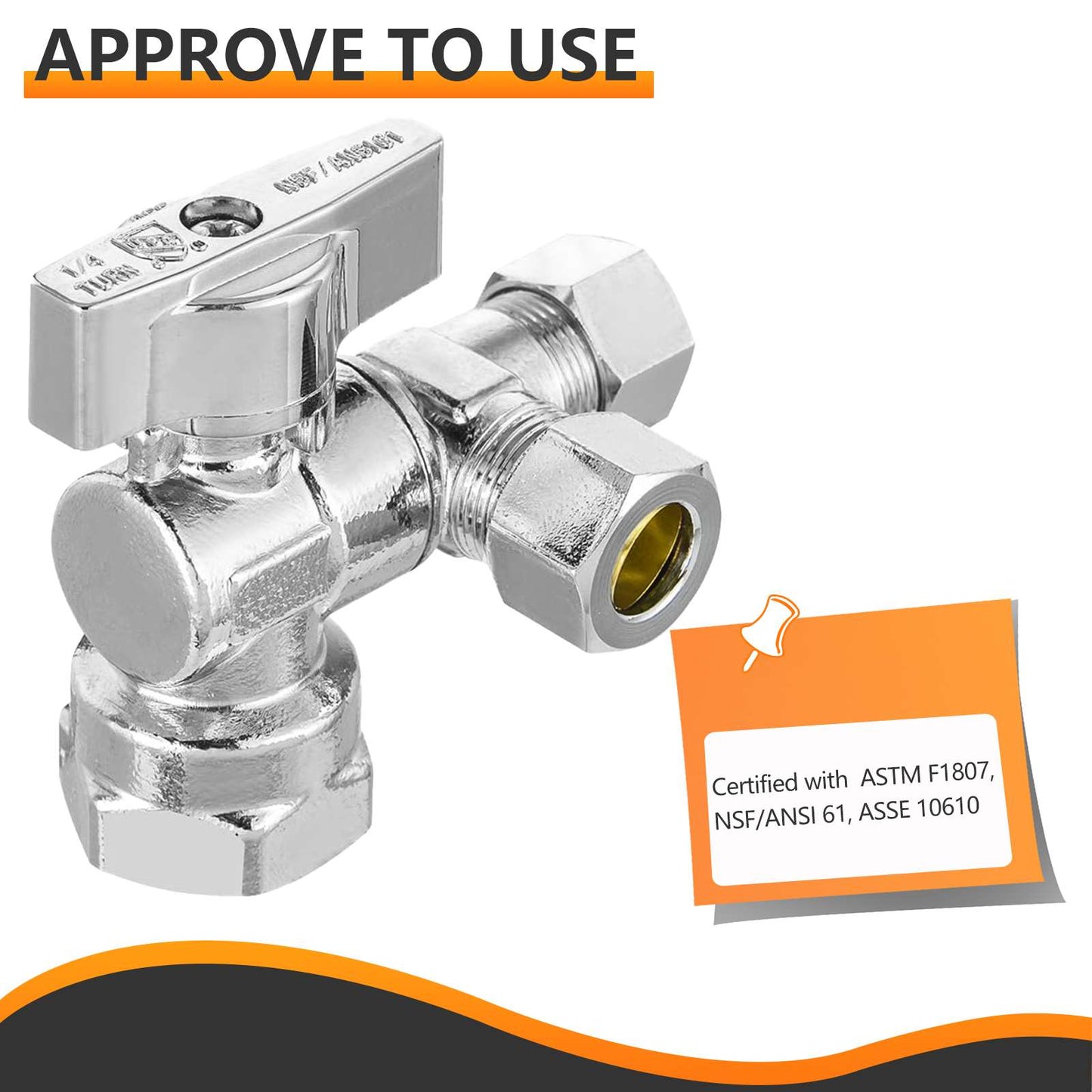 1/2" FIP x 3/8" OD Compr. x 3/8" OD Compr. Split Angle Stop Valve, 1/4 Turn (Lead Free)