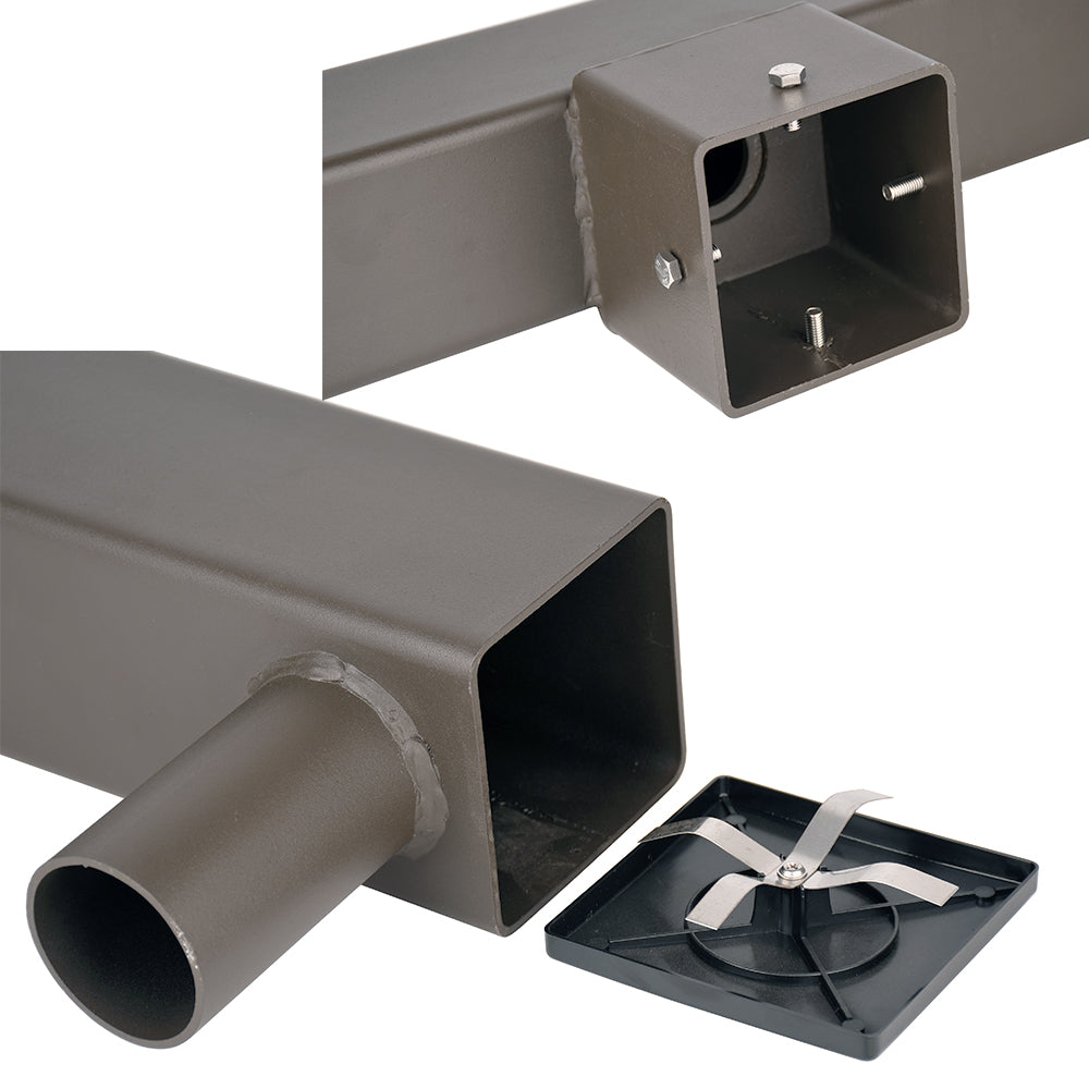 Bullhorn Tenon Adapter for 4inch Square Pole,2 Arms for 2 3/8" Slip Fitter LED Shoebox Parking Lot Area Light,Flood Lighting,Steel Pole Light Bracket