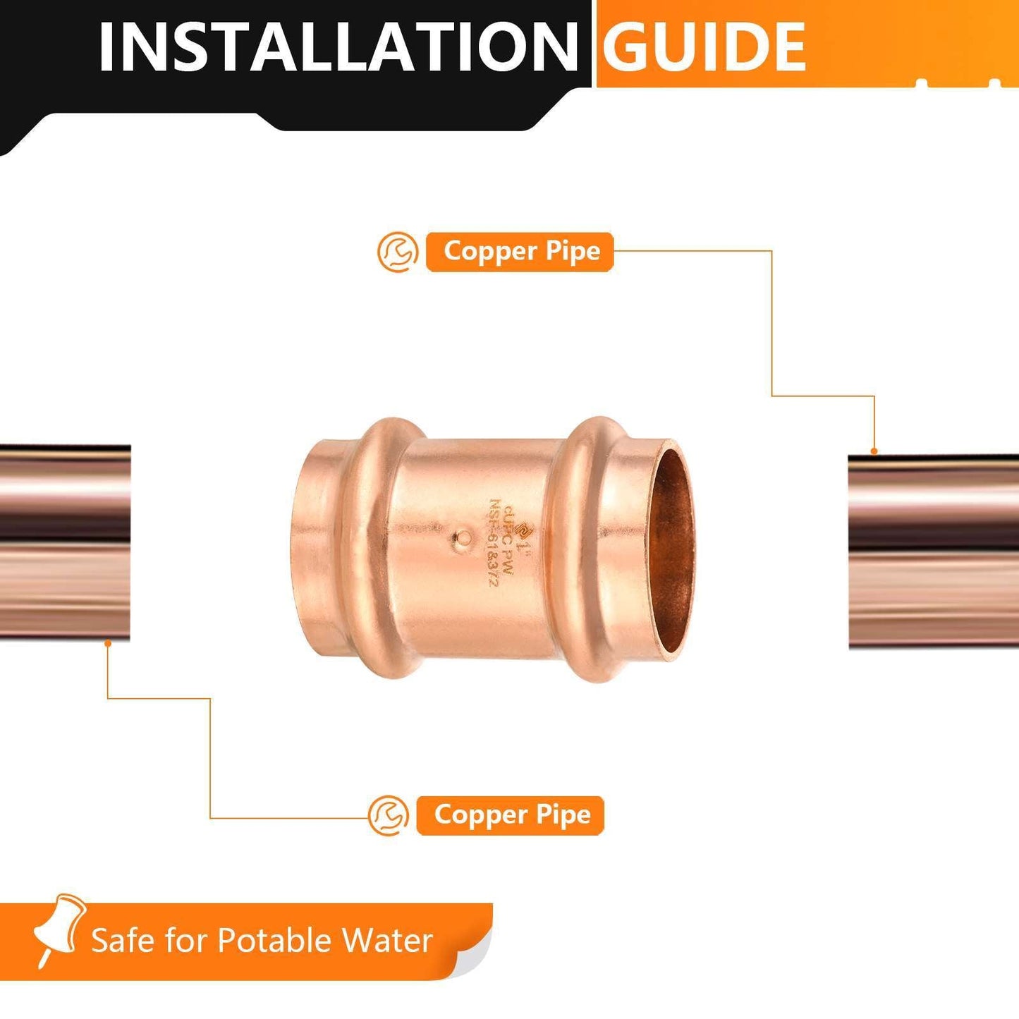1" Press Copper Coupling w/Stop (Lead Free)