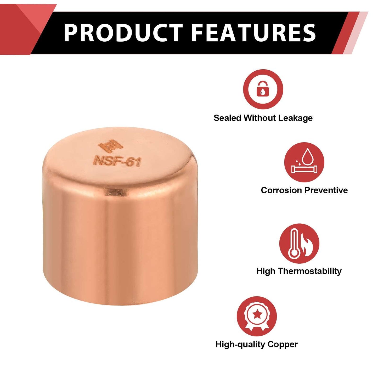 1-1/2" Solder Copper Pipe End Cap (Plug)