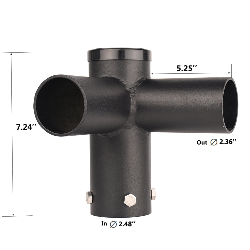 Tenon Adapter with 2 Horizontal 90 Degree Arms,Twin Spoke Pole Top Mount for 2-3/8inch LED Shoebox Parking Lot Light,Outdoor Post Light Accessories