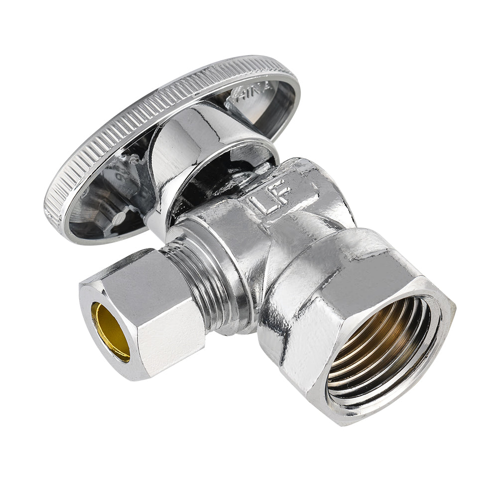1/2" FIP x 3/8" OD Compr. Angle Stop Valve, 1/4 Turn (Lead Free)
