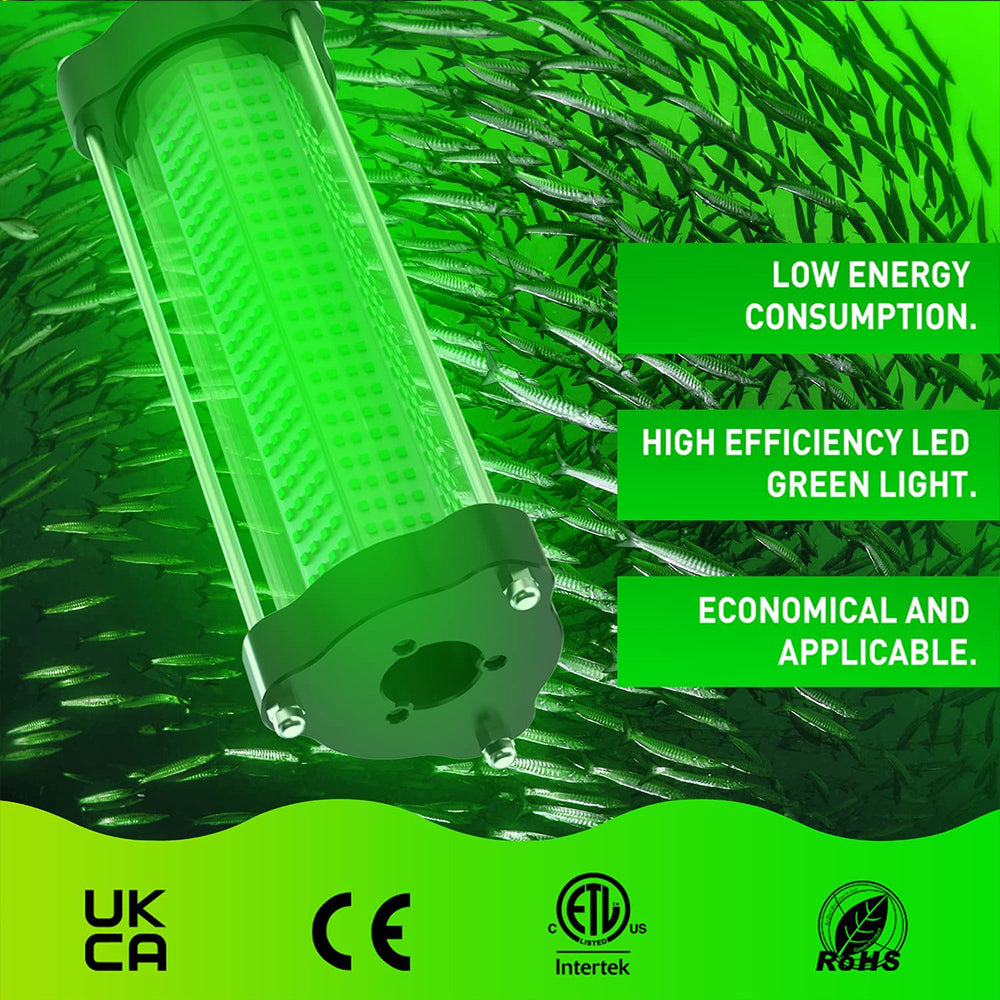 200W 300W Underwater Fishing Light 12V IP68 Waterproof Aluminum High Power Glowing Boat Fish Attractants Lure Green Submersible Fishing Lights
