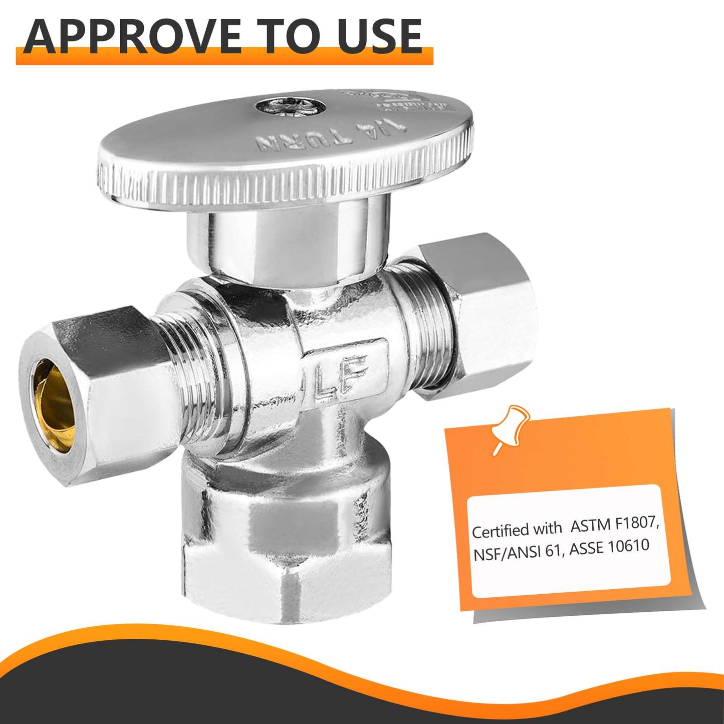1/2" FIP x 3/8" OD Compr. x 3/8" OD Compr. Dual Angle Stop Valve, 1/4 Turn (Lead Free)