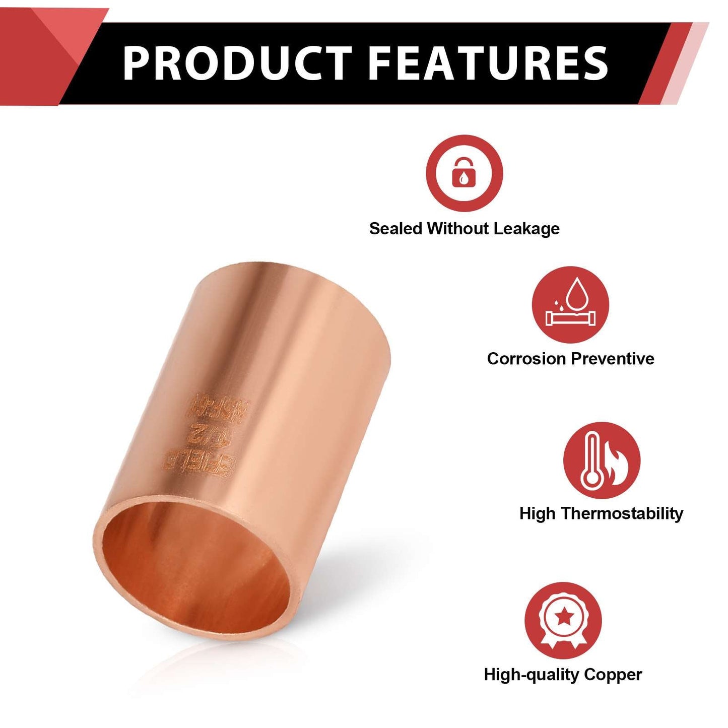 1/2" Copper Coupling, No Stop