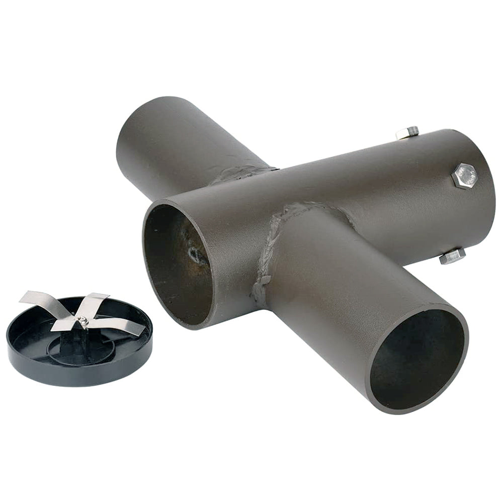 Double Spoke Arm Bracket at 180 Degree with 2 Light Horizontal Tenon Adaptor Round for 2-3/8" Street Light & Area Light, Heavy Duty Pole Mount Bracket