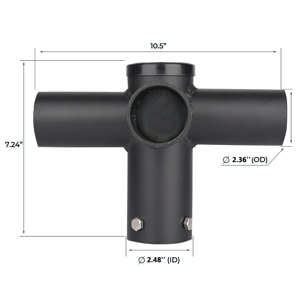 90 Degree Triple Rould Pole Mounting Bracket, 2-3/8in Horizontal Arm Tenon Adapter for 3 Slip Fitter Mount LED Parking Lot Area Light Fixtures