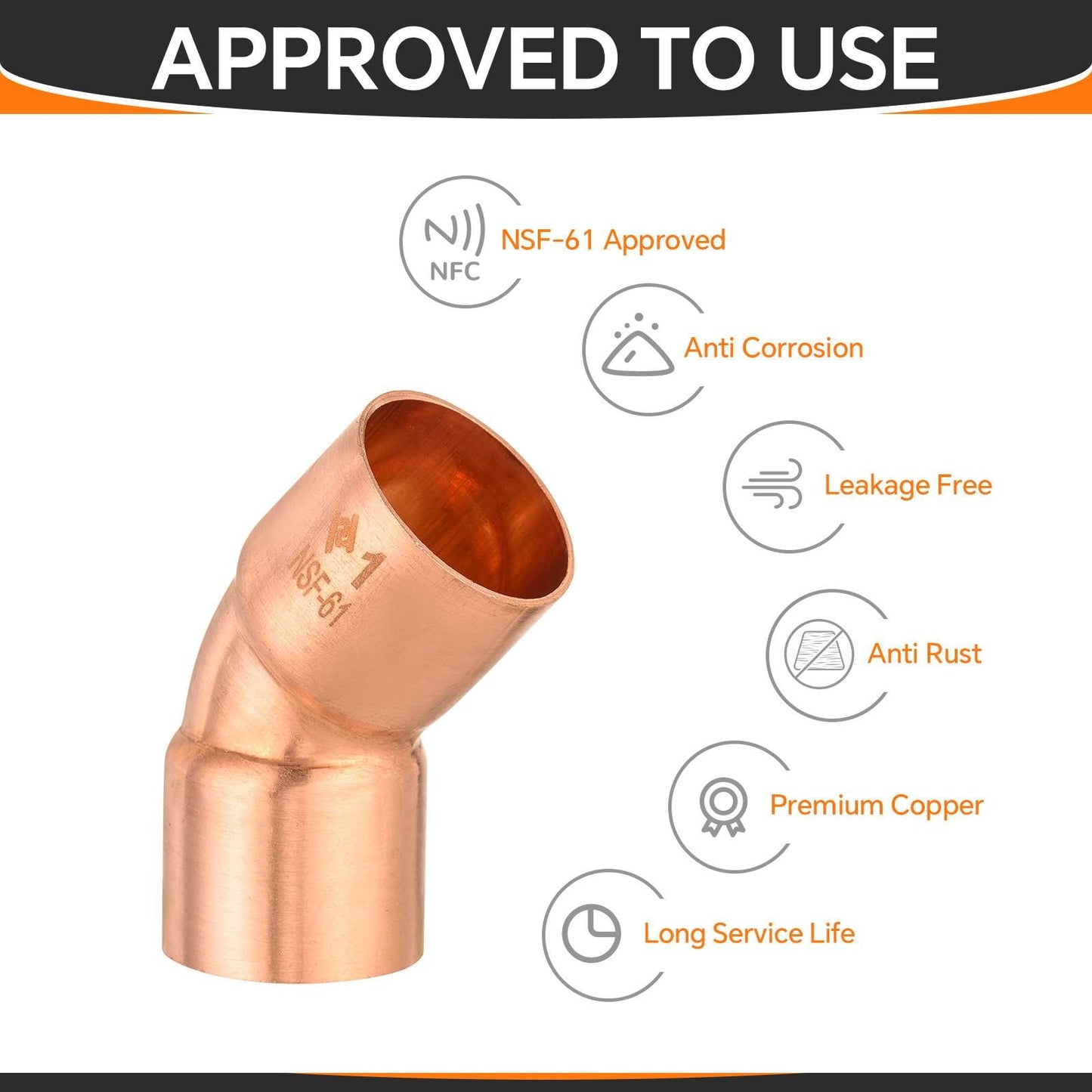 1" 45º Copper Elbow