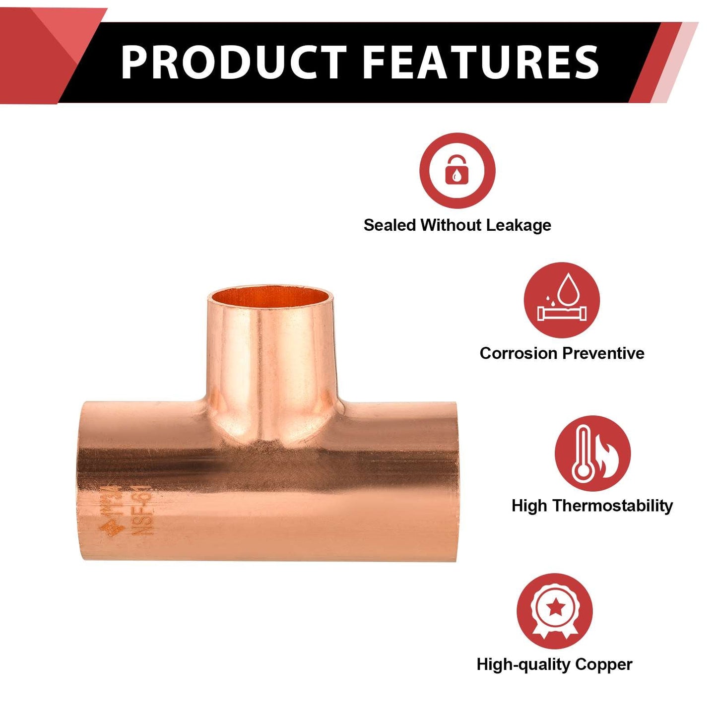 1" x 1" x 3/4" Copper Reducing Tee