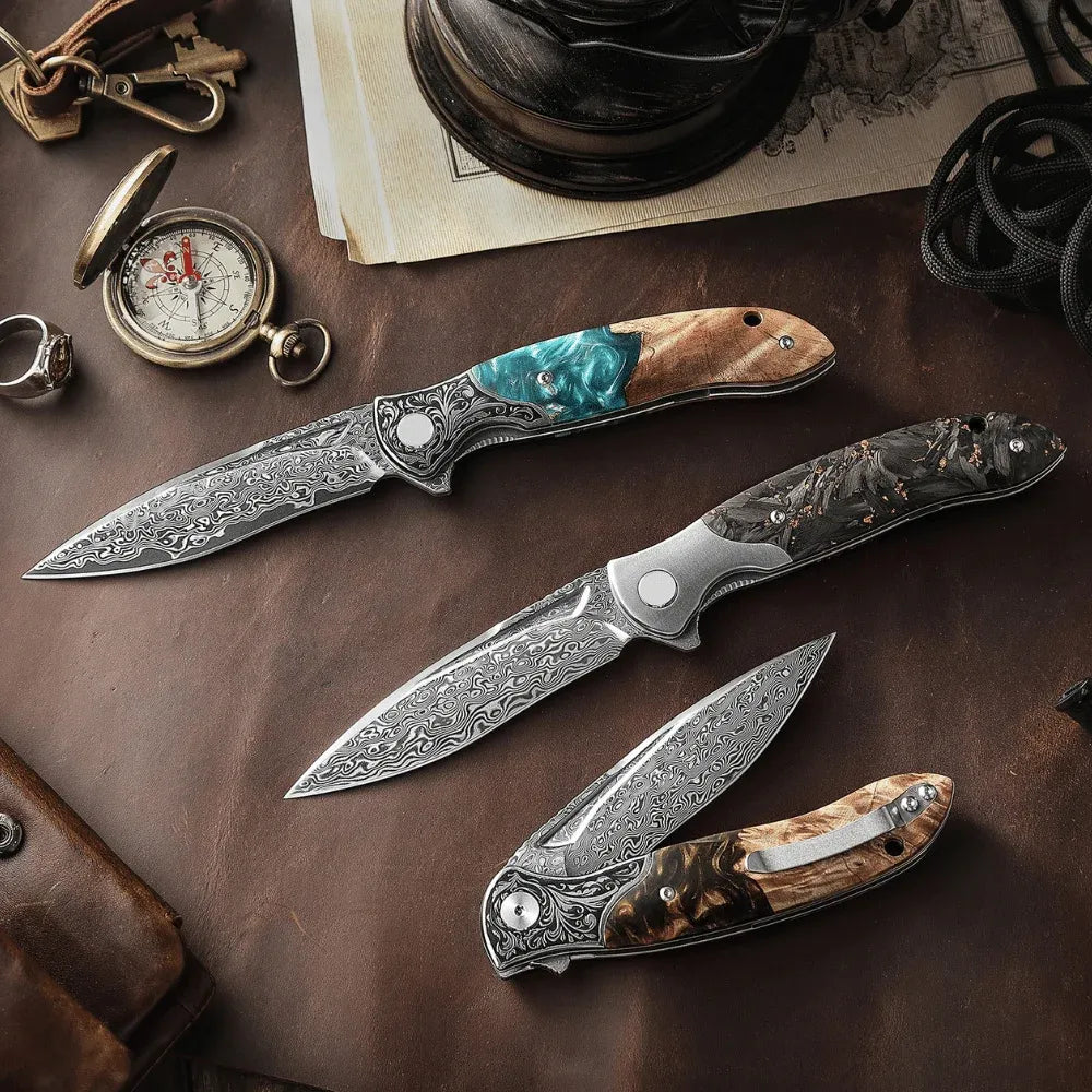 Raven VG10 Ultralight Folding Pocket Knife with Titanium & Carbon Fiber Handle