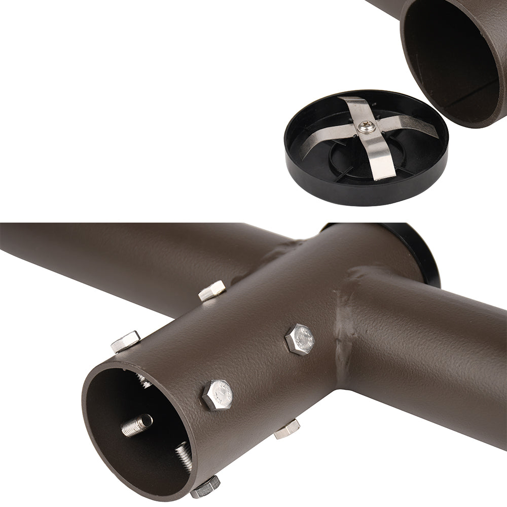 Double Bullhorn Mounting Bracket for 2 Lighting Fixtures with 2-3/8" Slip Fitter,2 Arms at 180 Degree,Bullhead Tenon Adapter,Heavy Duty Steel,Dark Bronze