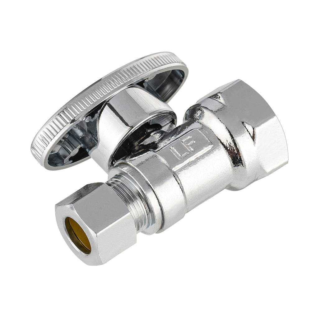 1/2" FIP x 3/8" OD Compr. Straight Stop Valve, 1/4 Turn (Lead Free)